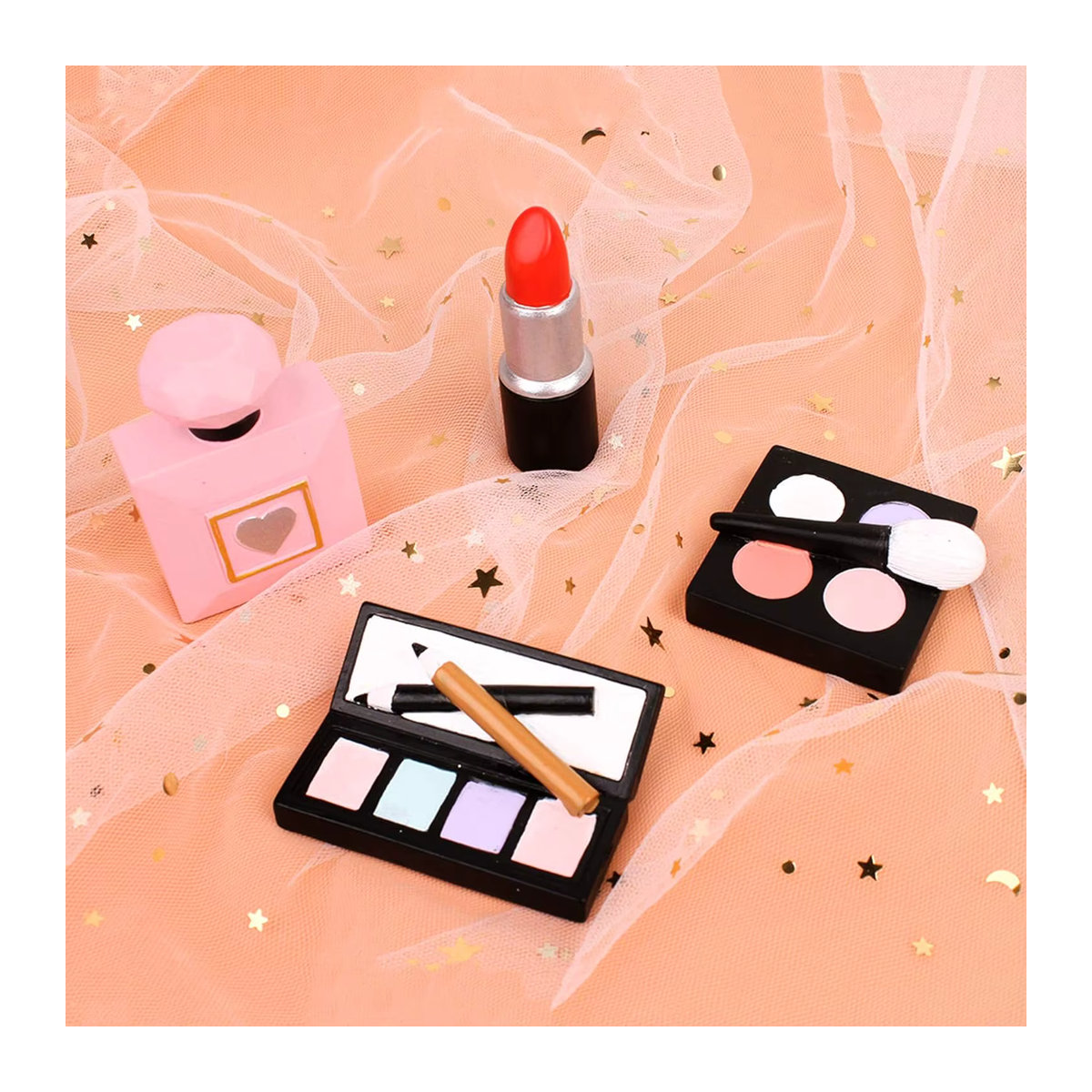 4er-Pack Make-up-Kuchenaufsätze aus Kunstharz in Mehrfarbig für Geburtstagsparty-Dekorationen - Bild 3