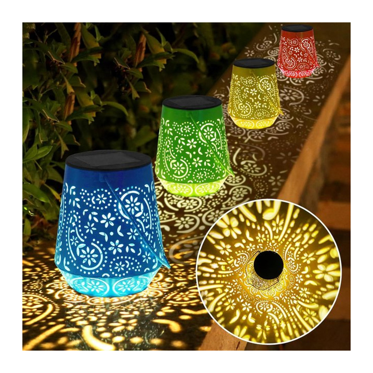 4er Pack Solar Laternen für den Garten mit LED und wasserdichtem Design in Bunt - Bild 1