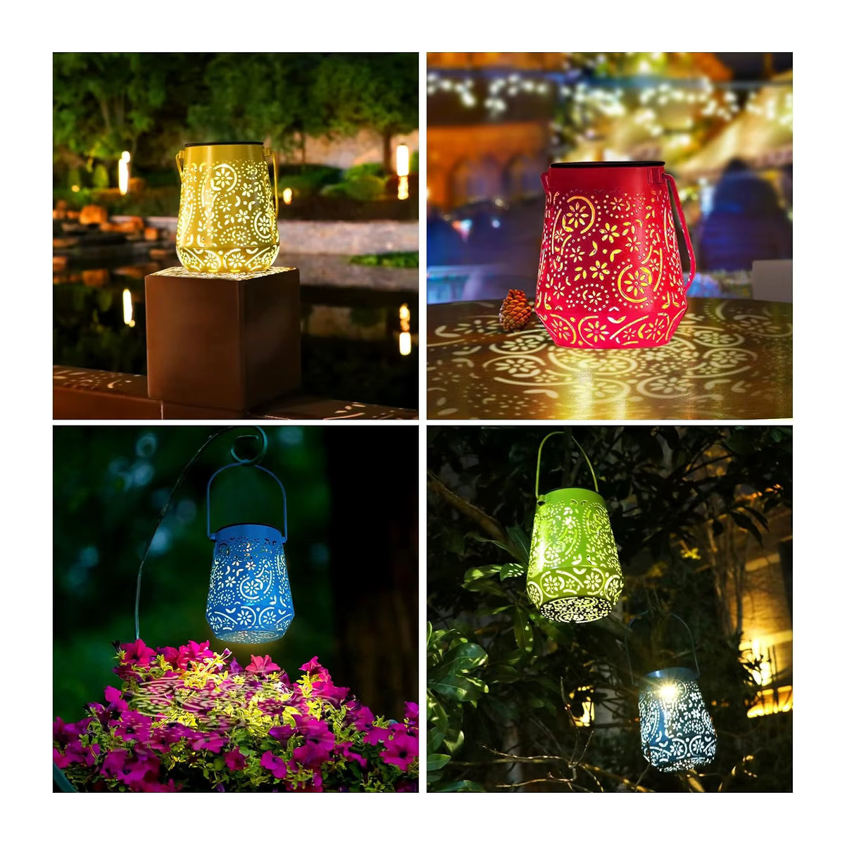 4er Pack Solar Laternen für den Garten mit LED und wasserdichtem Design in Bunt - Bild 2