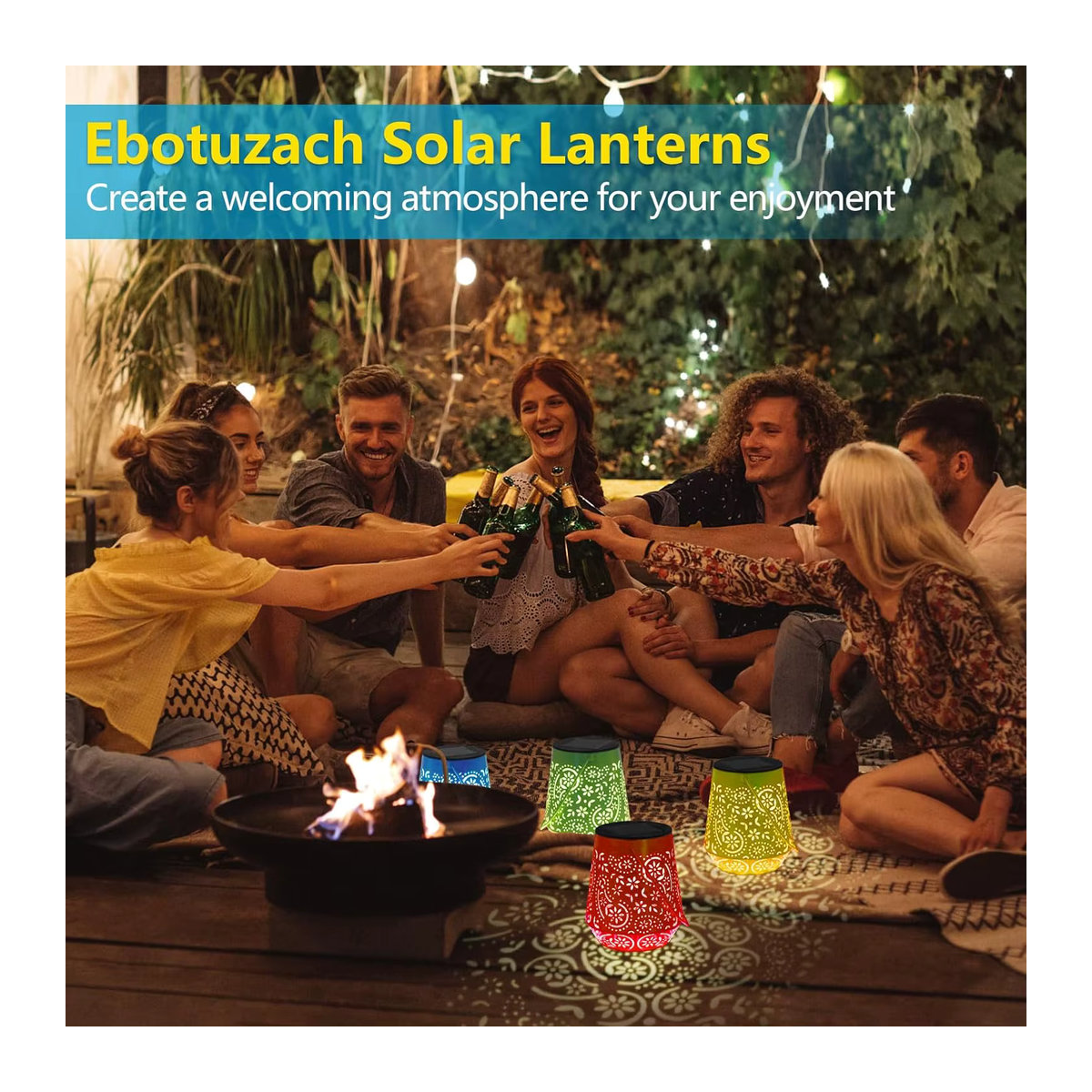 4er Pack Solar Laternen für den Garten mit LED und wasserdichtem Design in Bunt - Bild 4