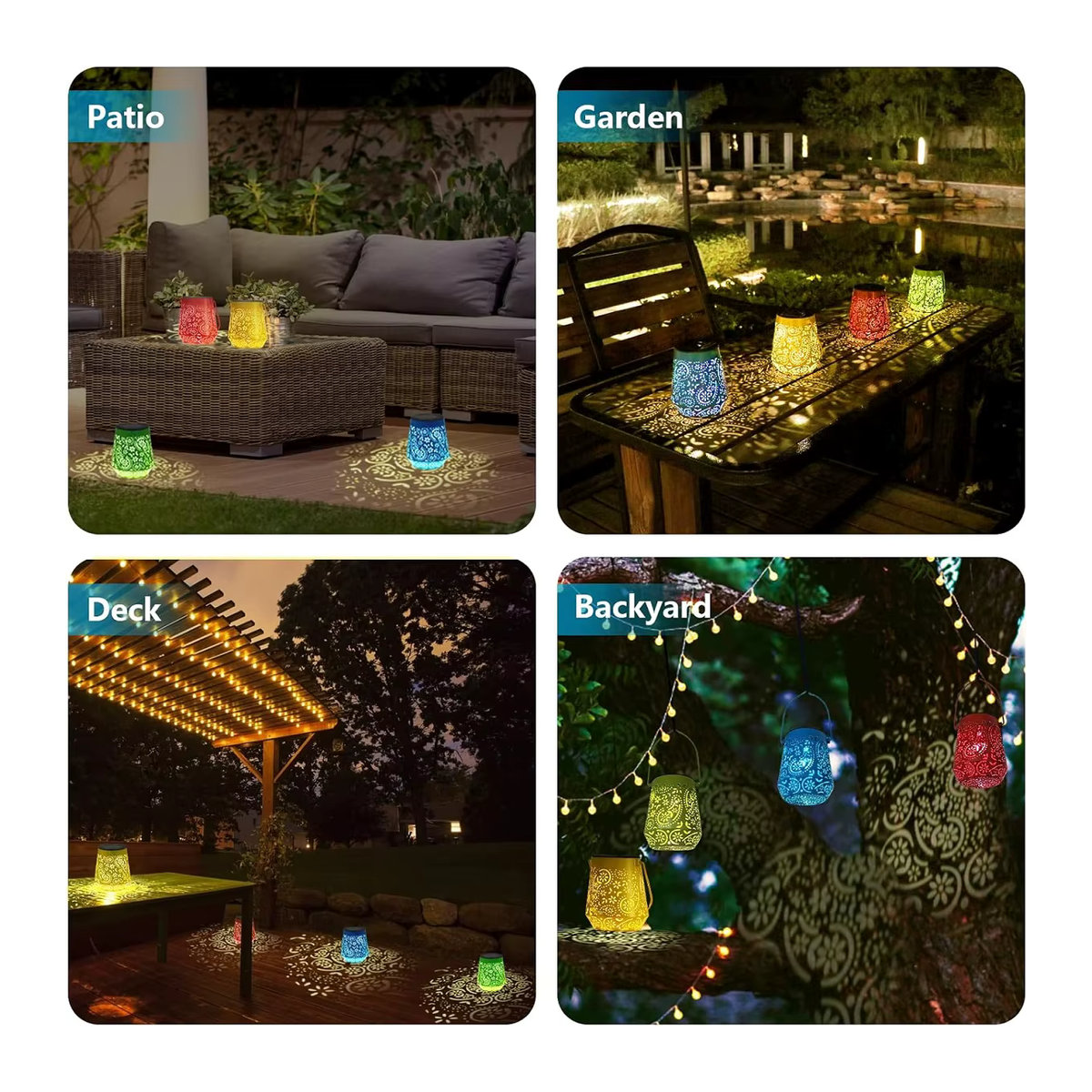4er Pack Solar Laternen für den Garten mit LED und wasserdichtem Design in Bunt - Bild 6