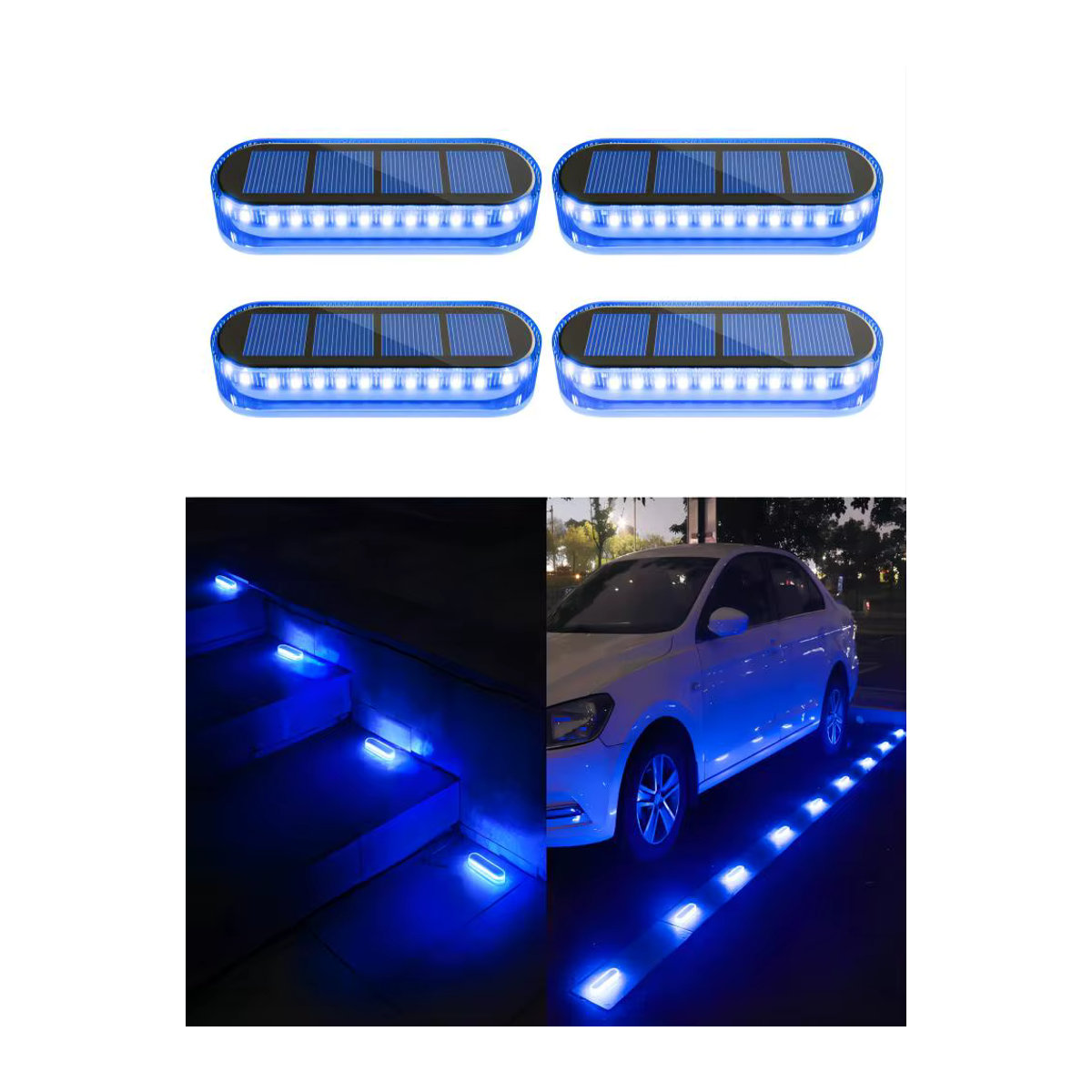 4er-Pack Yilaie Solar-LED-Decklampen in Silber, wasserdichte IP68 Treppenleuchten mit minimalistischem Design für Garten und Außenbereich - Bild 6