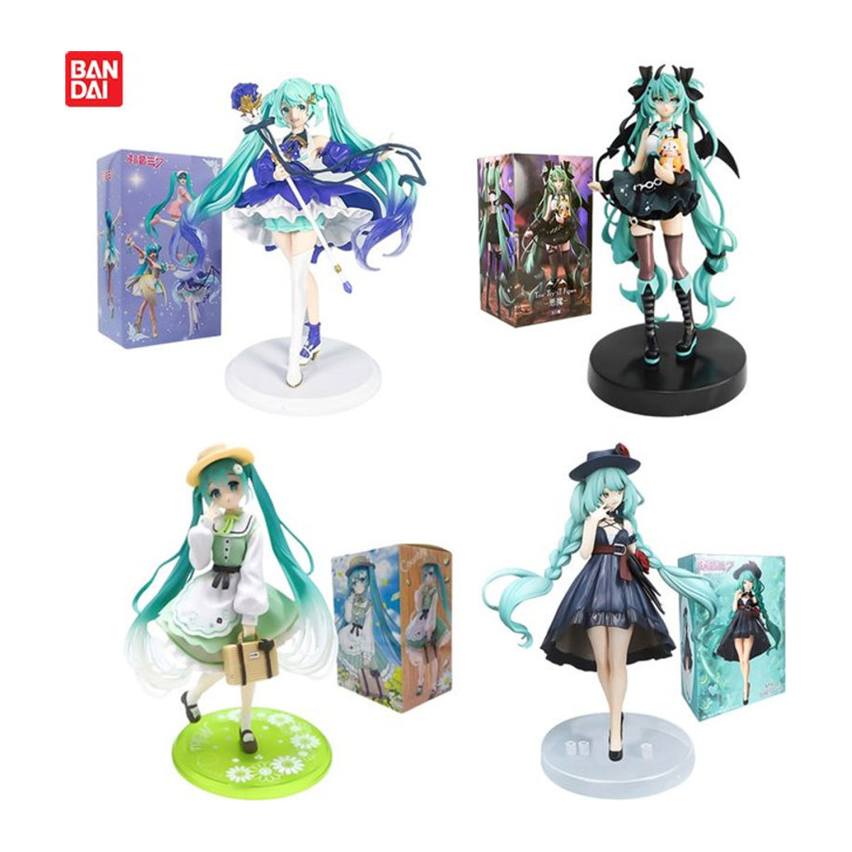 4er-Set Anime Figuren Hatsune Miku von Bandai, mehrfarbige PVC Actionfiguren für deine Sammlung, Höhe: 19-22 cm - Bild 1