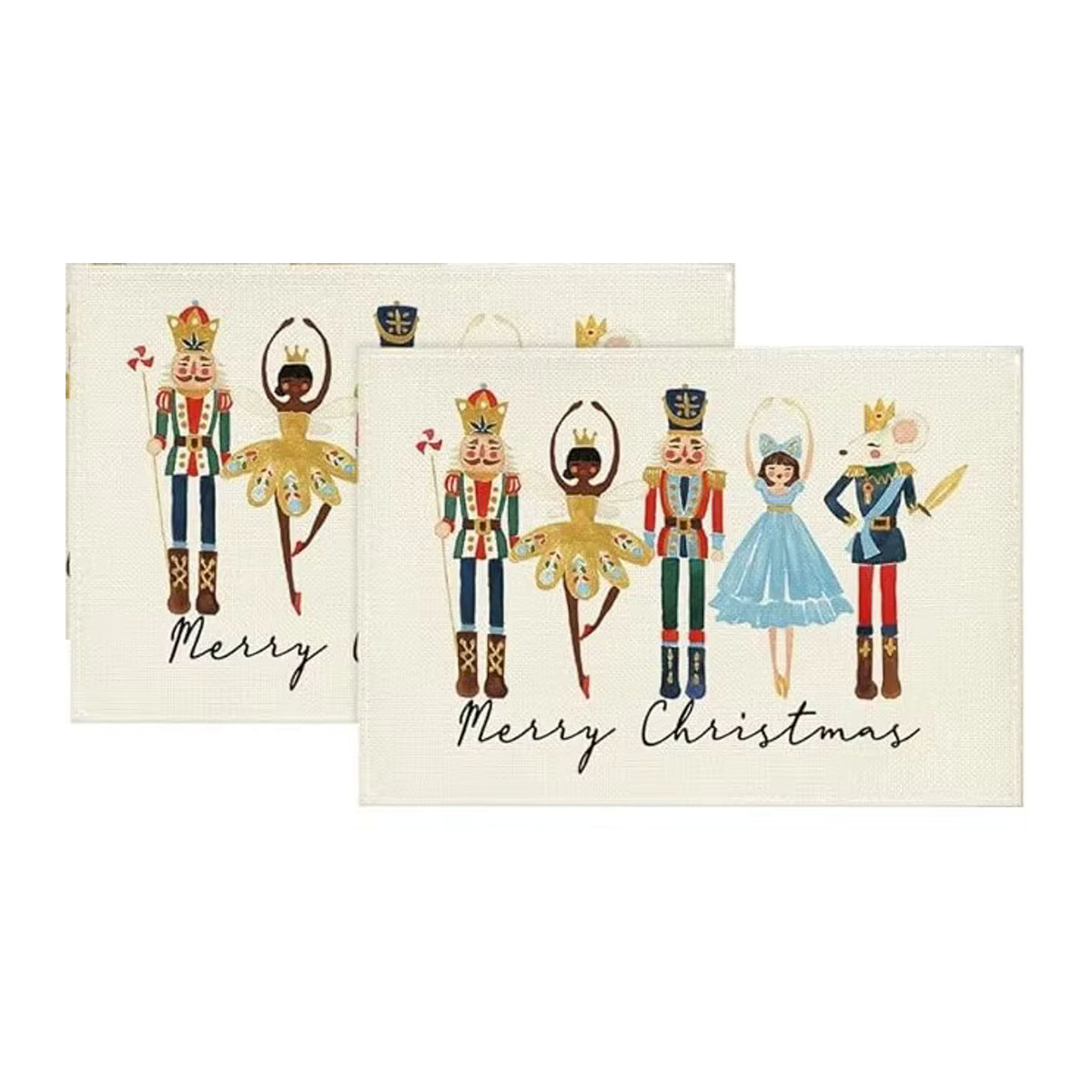 4er Set Aquarell Nussknacker Weihnachtstischsets mit Frohe Weihnachten Motiv für die saisonale Weihnachtsdekoration - Bild 2
