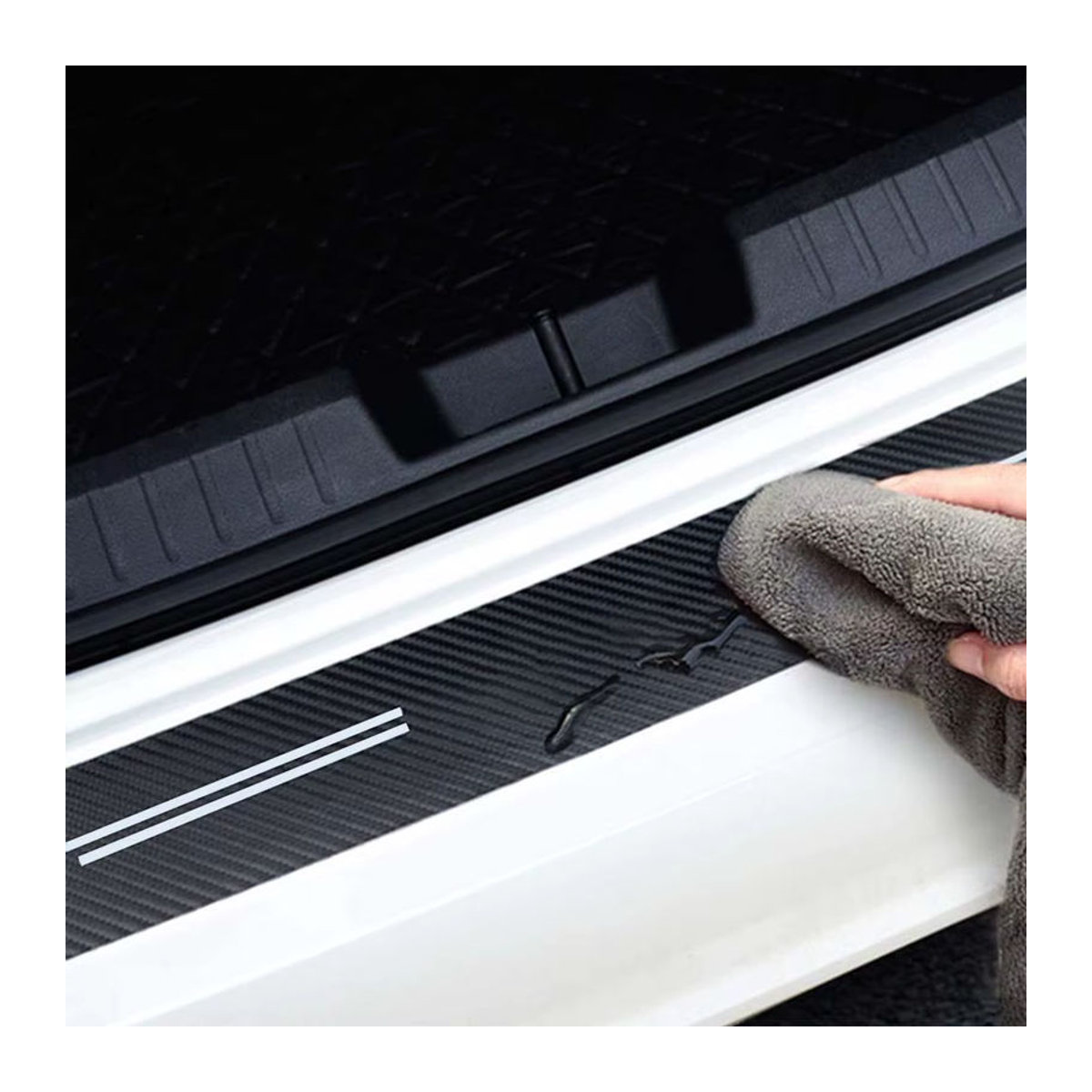 4er-Set Audi Sline Logo Türschwellerschutz aus Carbon Faser in Schwarz für verschiedene Audi Modelle - Bild 3