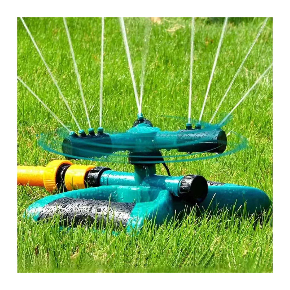 4er Set automatischer Gartensprinkler mit 360 Grad Rotation in Blau aus Kunststoff - Bild 1