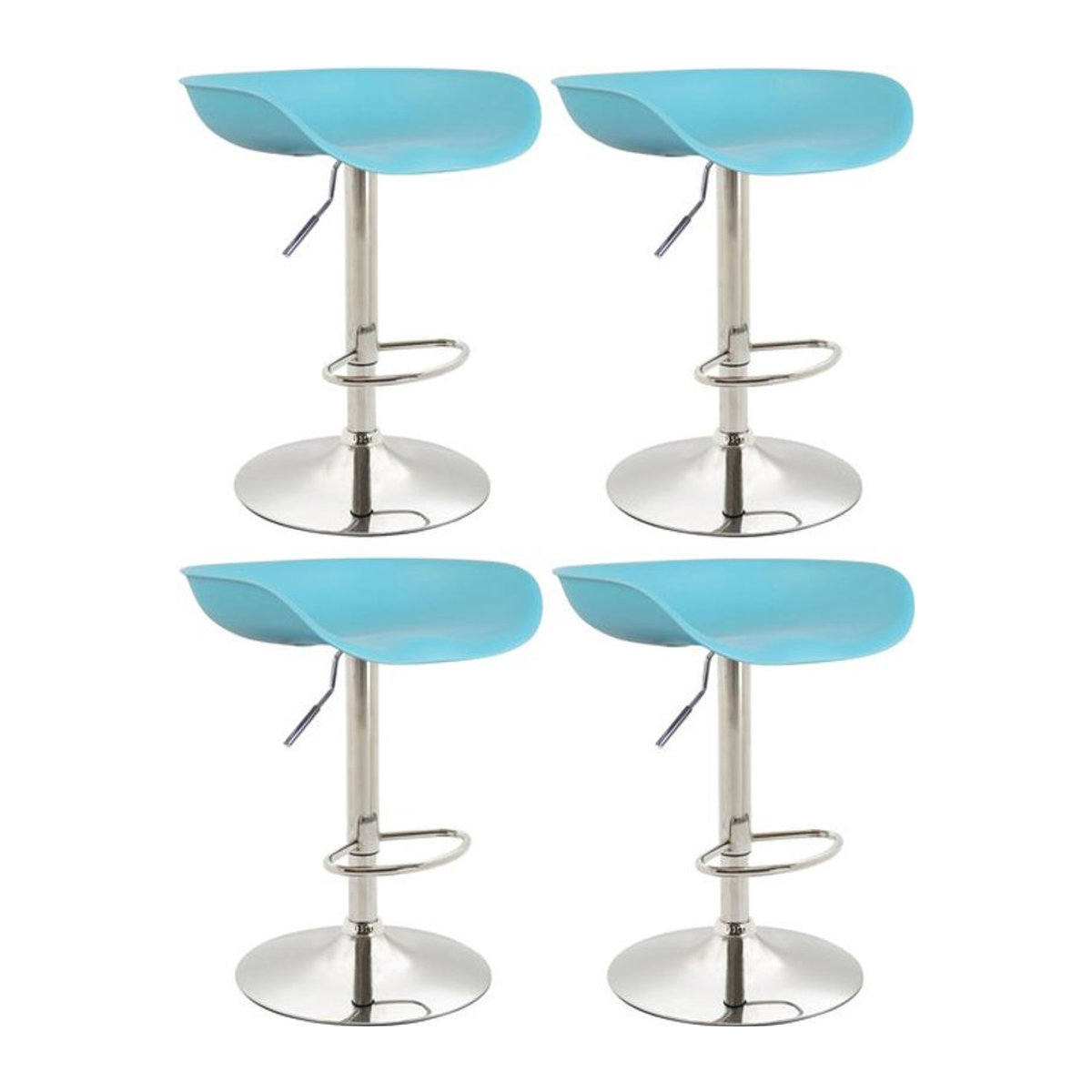 4er Set Barhocker Anaheim von CLP in Blau aus Kunststoff mit Trompetenfuß und Fußstütze im modernen Design - Bild 1