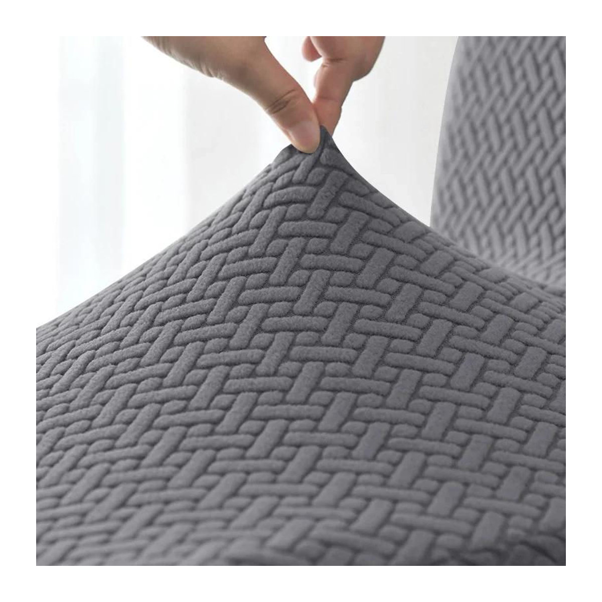 4er-Set Bestbags Stretch-Sofabezüge für Liegesessel in Grau, Jacquard Schonbezüge für Relaxsessel und Einzelsessel - Bild 5