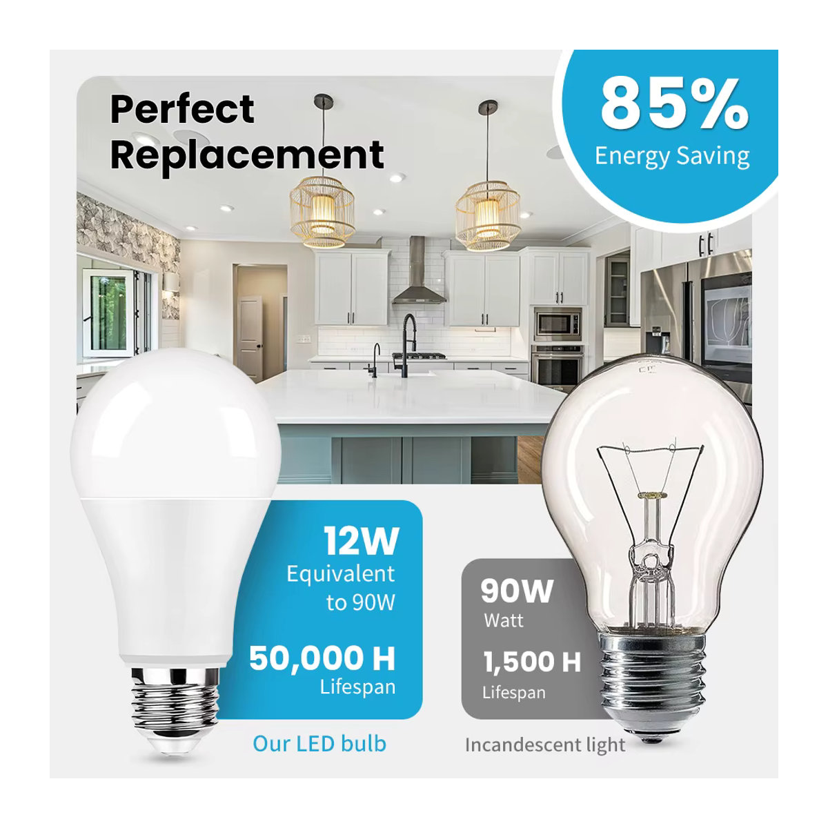 4er-Set E27 LED-Leuchtmittel für die Innenbeleuchtung mit hoher Helligkeit und geringem Energieverbrauch - Bild 4