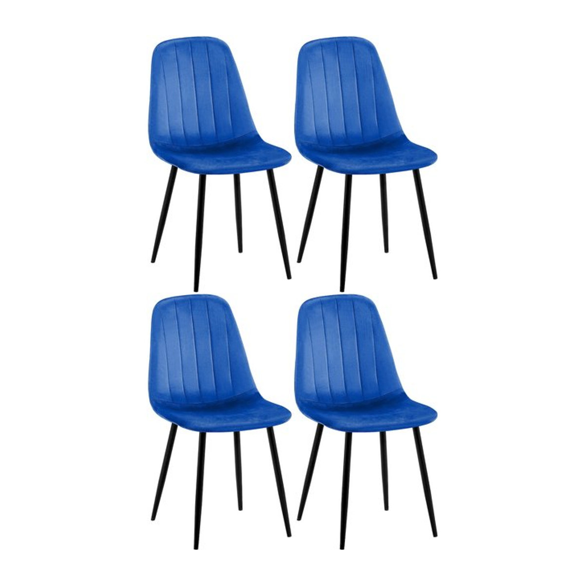 4er Set Esszimmerstühle Baxter von CLP aus Samt in Blau mit modernem Design und Metallgestell - Bild 1