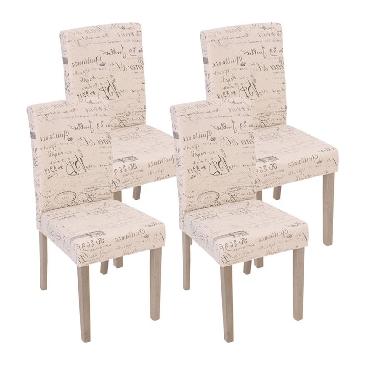 4er-Set Esszimmerstühle Littau von MCW in Creme mit Textilbezreibung und Eiche Natur Beinen im Landhausstil - Bild 1