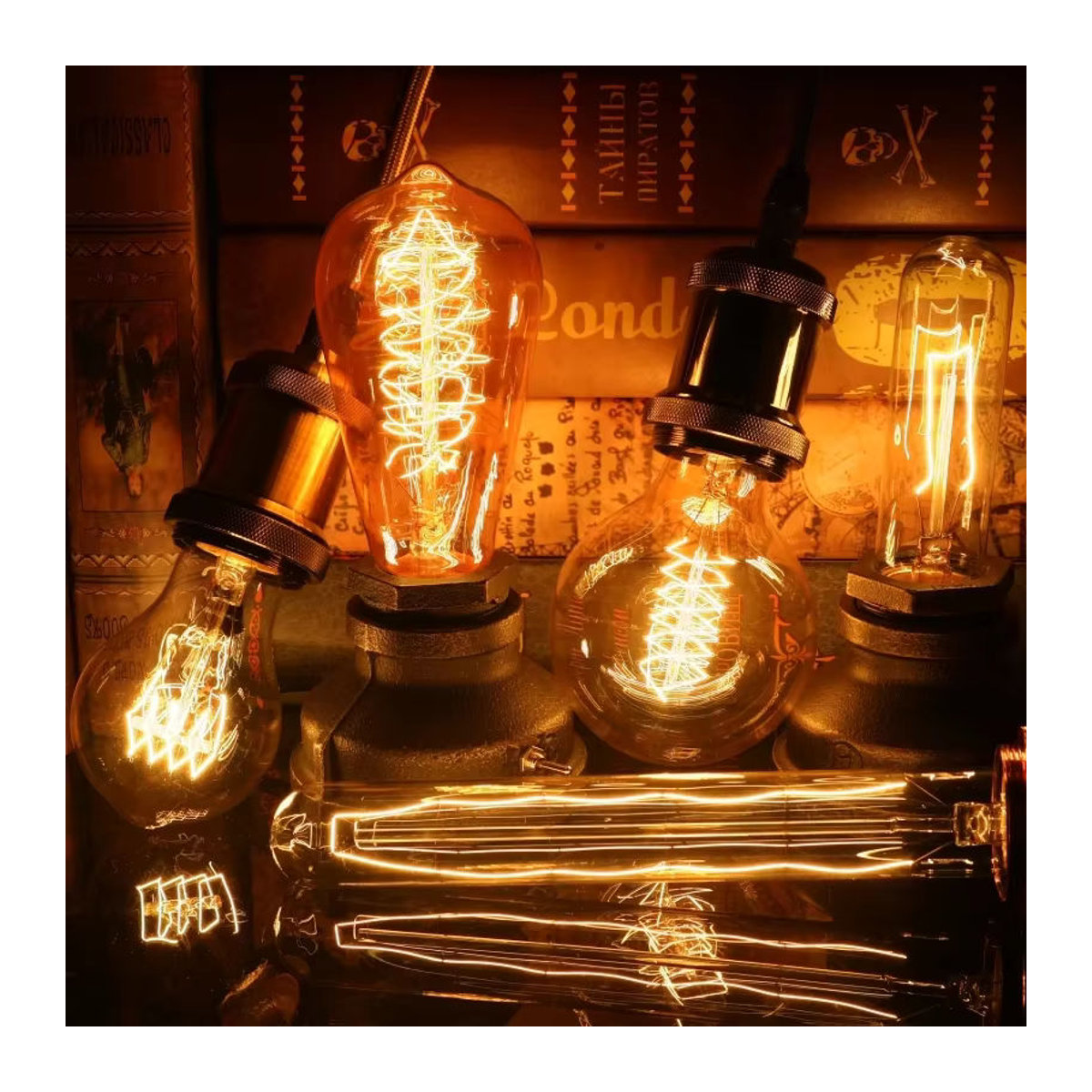 4er Set GOT LIANG Retro LED Edison Glühbirnen E27 Gelb Glas Filament Vintage Ampullen 40 W - Bild 2
