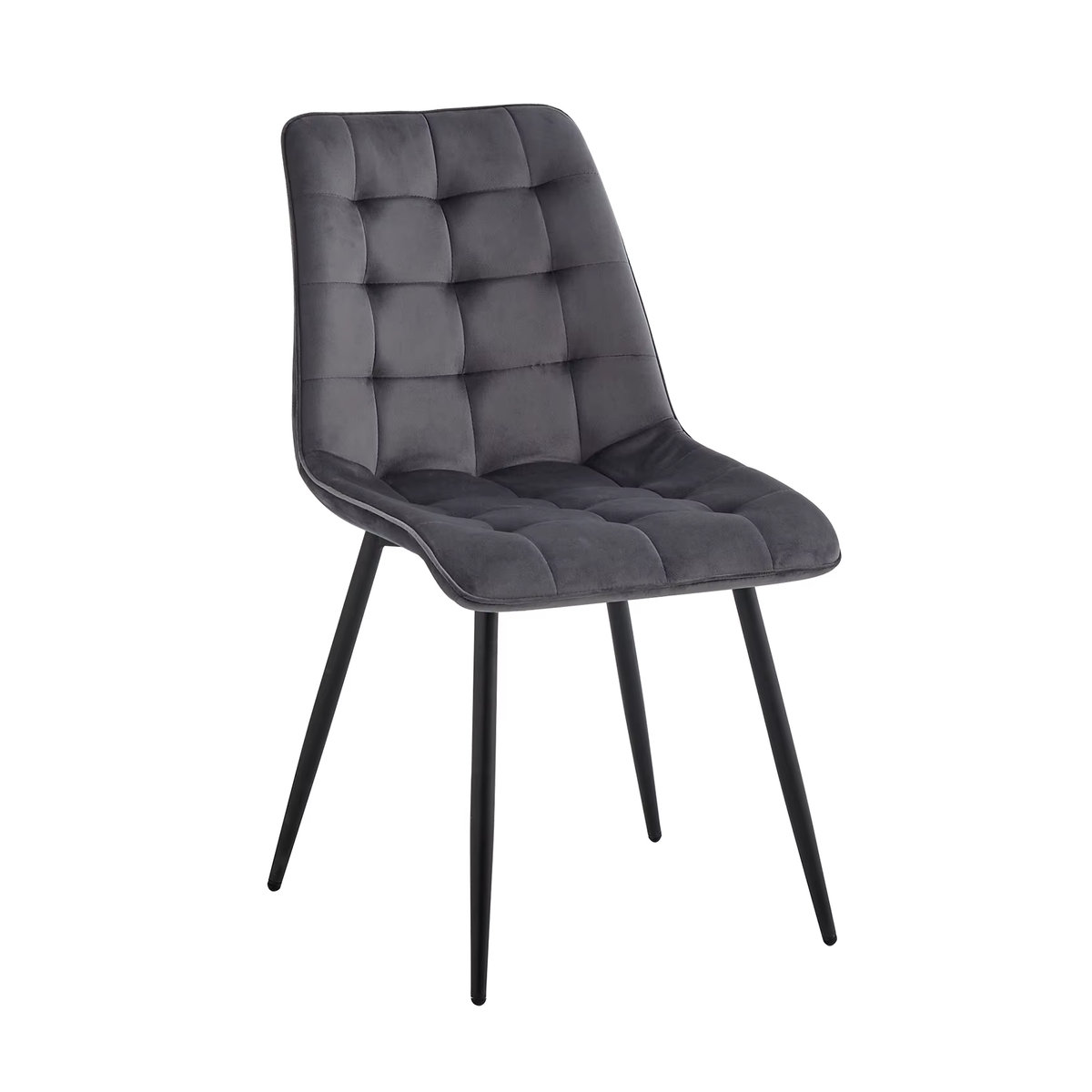 4er-Set GrandCA HOME Esszimmerstühle in Grau, modern und minimalistisch mit samtgepolstertem Sitz und Eisenbeinen - Bild 2