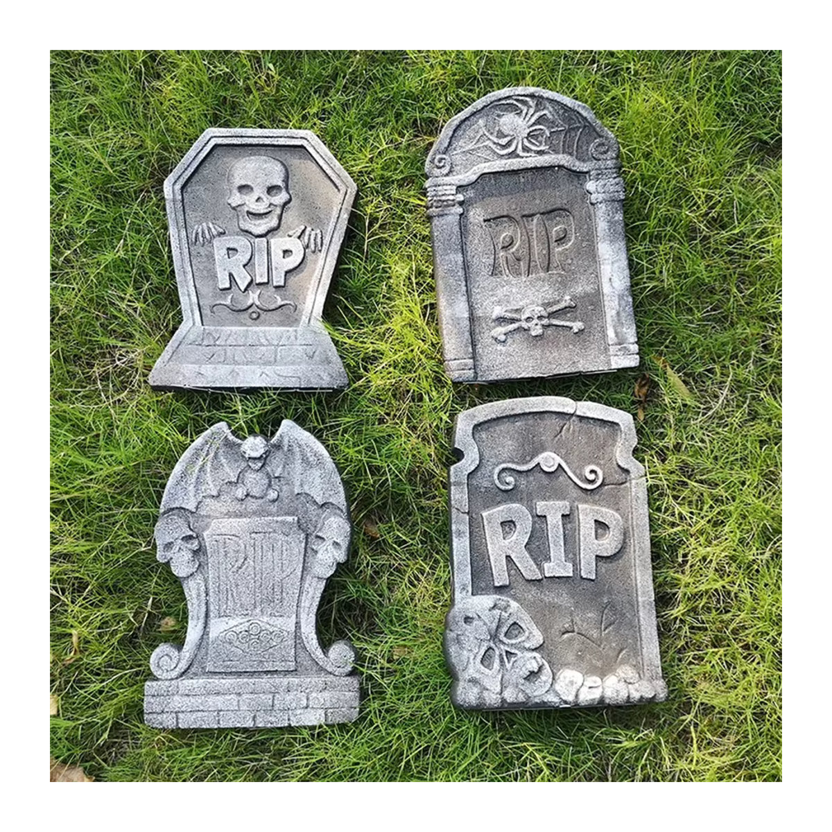 4er-Set Halloween Grabsteine aus Schaumstoff und Kunststoff in Grau für die Outdoor- und Heimdekoration - Bild 6