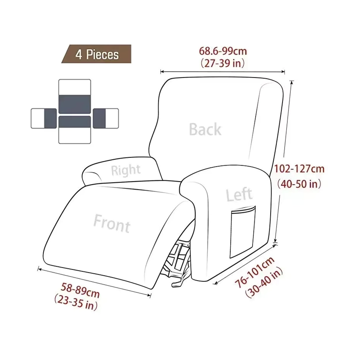 4er-Set Jacquard Liegeabdeckung aus elastischem Stretch-Spandex als rutschfeste Schonbezüge für Sofa und Sessel - Bild 2