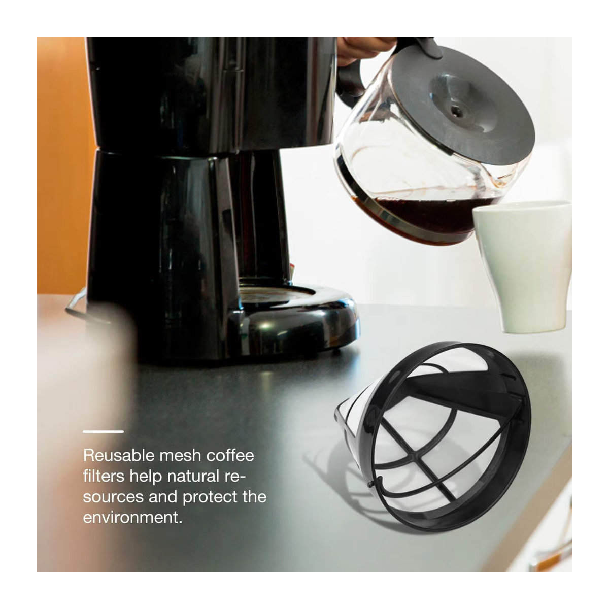 4er-Set Kaffeefilterkorb und Kaffeesieb für Ninja Coffee Bar Kaffeemaschinen, Schwarz/Weiß, Mesh-Design - Bild 3