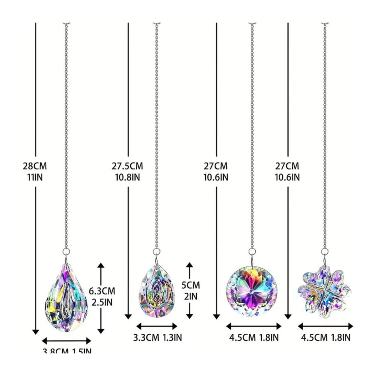 4er-Set Kristall Lichtfänger in geometrischer Form, mehrfarbig und transparent für Garten und Hof zur Dekoration - Bild 3