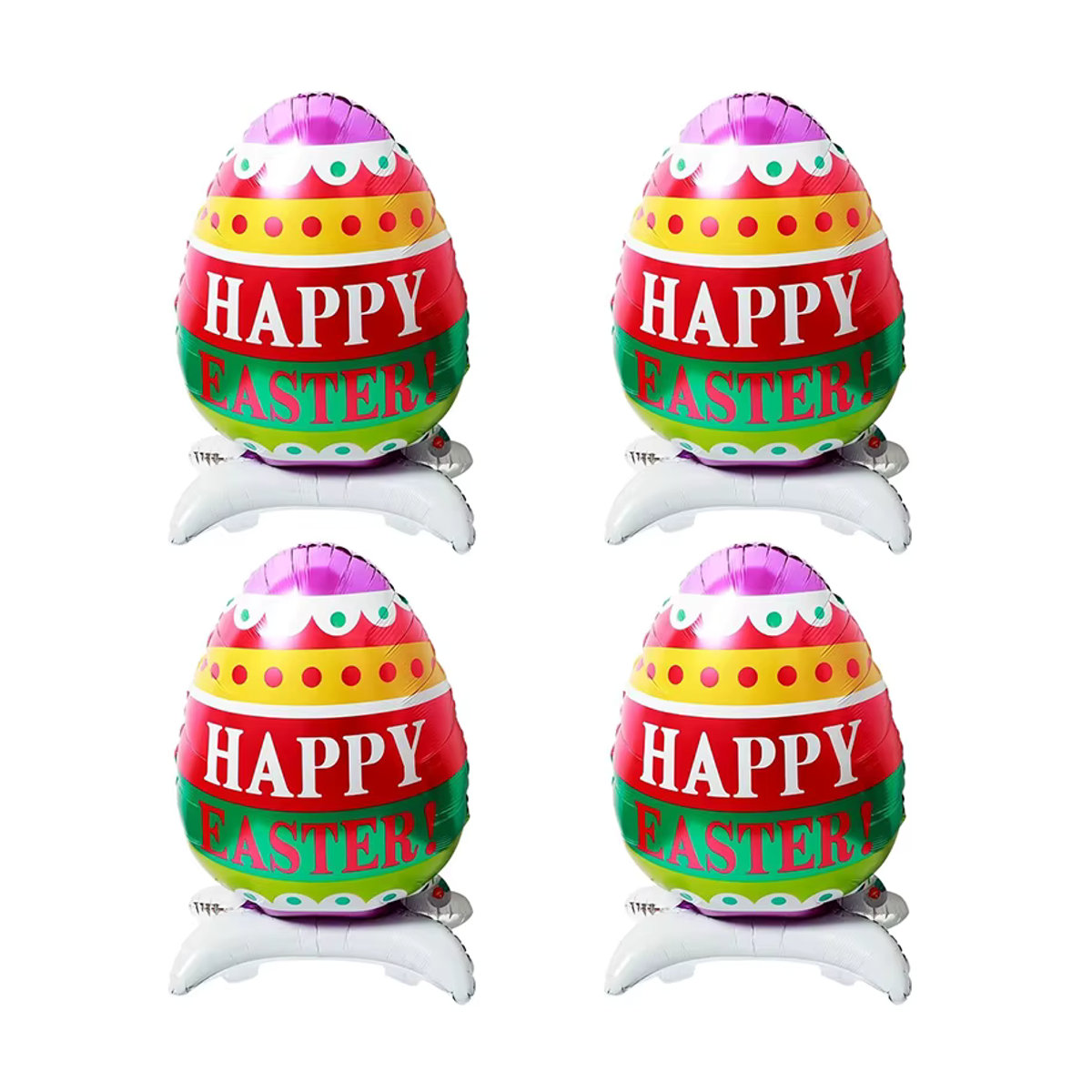 4er Set LQVYI Cartoon Ostern Huhn und Ei Luftballons aus Aluminiumfolie, mehrfarbige aufblasbare Dekoration für Kinder und Osternpartys - Bild 2