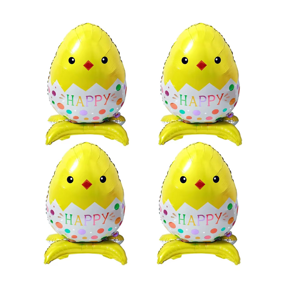 4er Set LQVYI Cartoon Ostern Huhn und Ei Luftballons aus Aluminiumfolie, mehrfarbige aufblasbare Dekoration für Kinder und Osternpartys - Bild 3