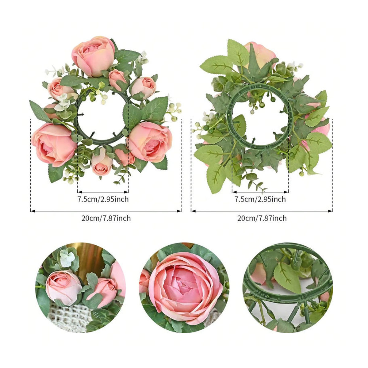 4er Set MEIHON Mini Girlanden aus künstlichen rosa Pfingstrosen zur floralen Dekoration für Hochzeit und Valentinstag - Bild 2