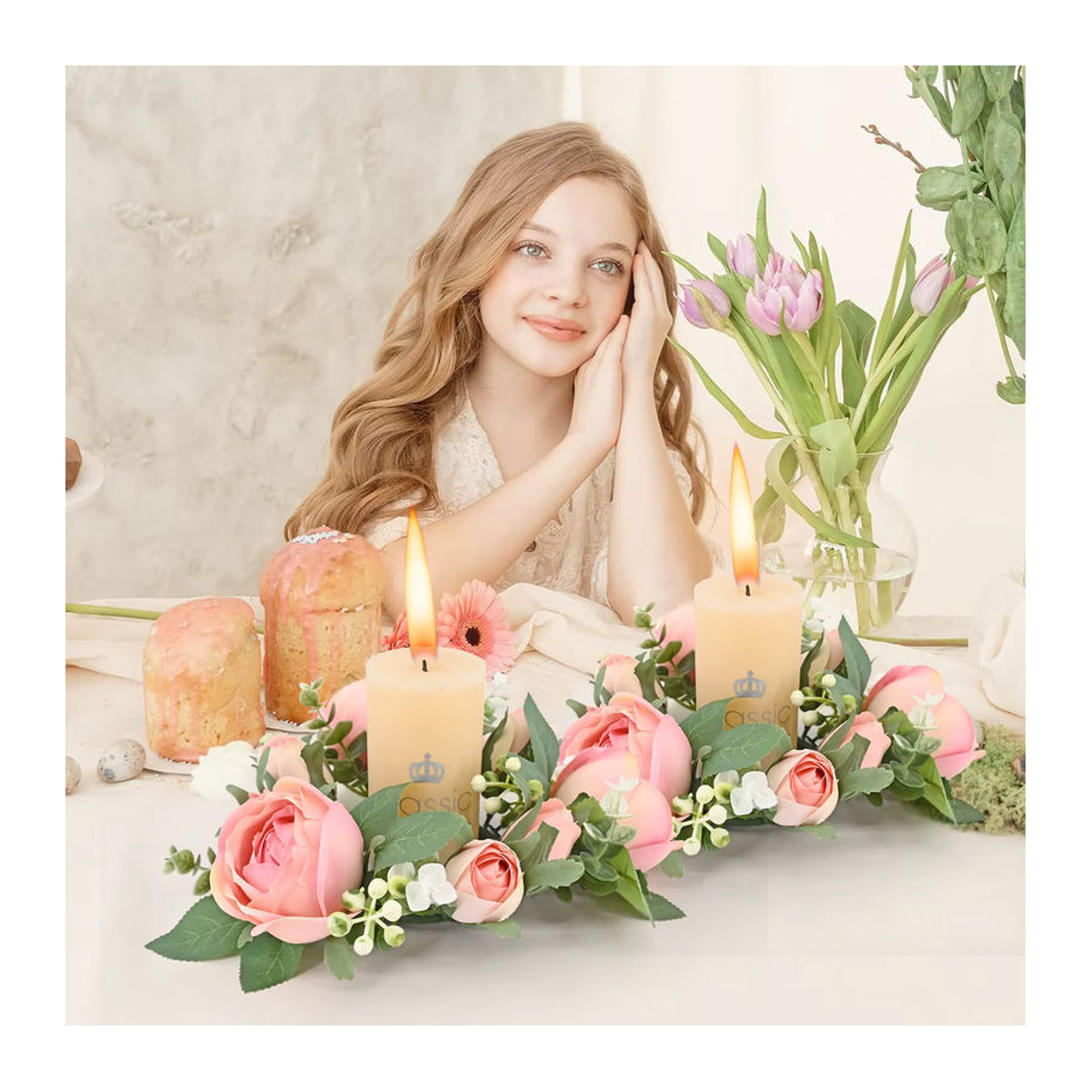 4er Set MEIHON Mini Girlanden aus künstlichen rosa Pfingstrosen zur floralen Dekoration für Hochzeit und Valentinstag - Bild 3
