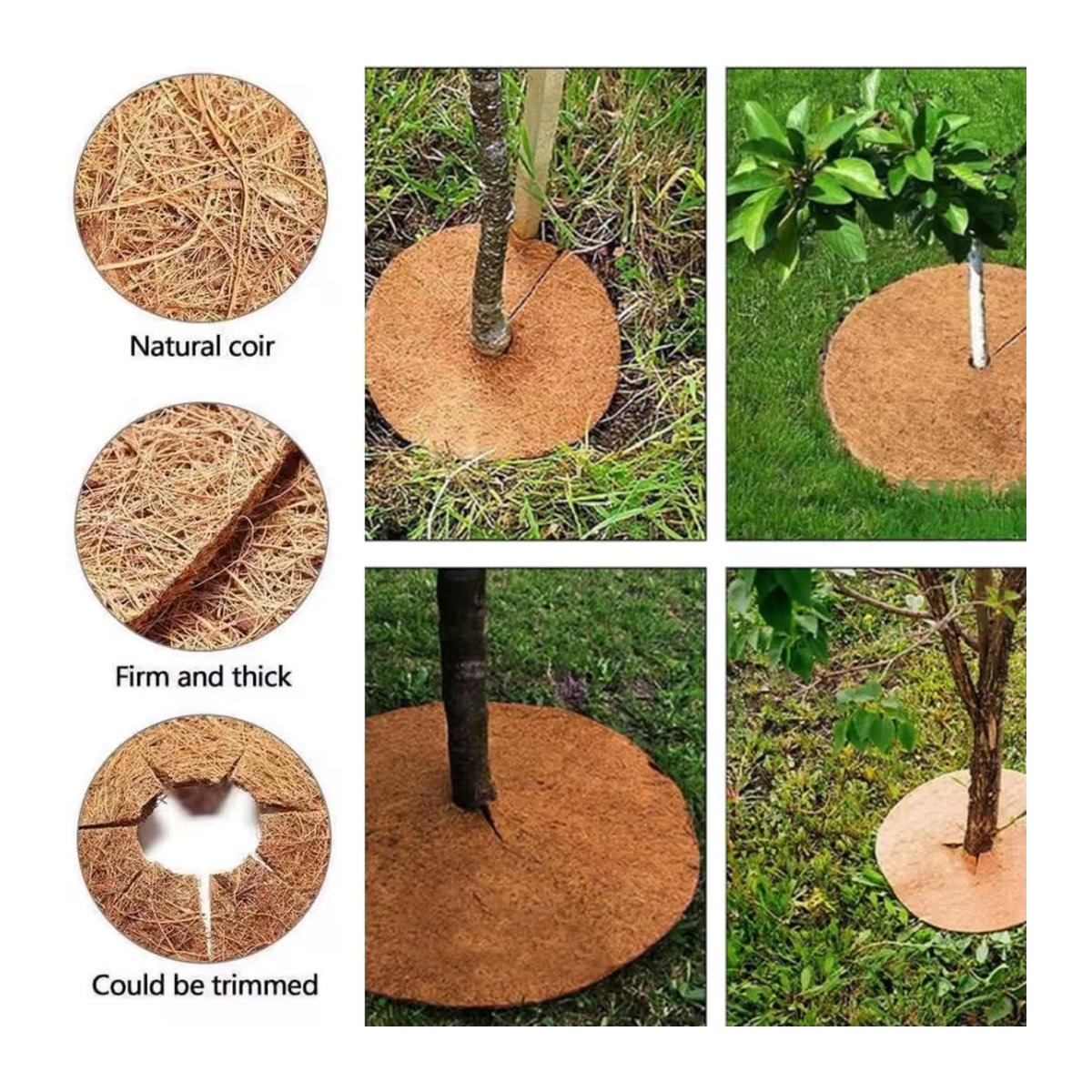 4er-Set Natürliche Kokosfaser Mulchringe als Pflanzenprotektoren für Indoor und Outdoor, Durchmesser: 20 cm, 30 cm, 45 cm und 60 cm - Bild 2