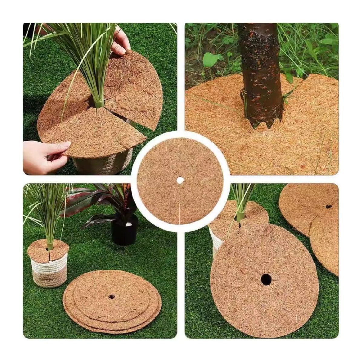 4er-Set Natürliche Kokosfaser Mulchringe als Pflanzenprotektoren für Indoor und Outdoor, Durchmesser: 20 cm, 30 cm, 45 cm und 60 cm - Bild 4