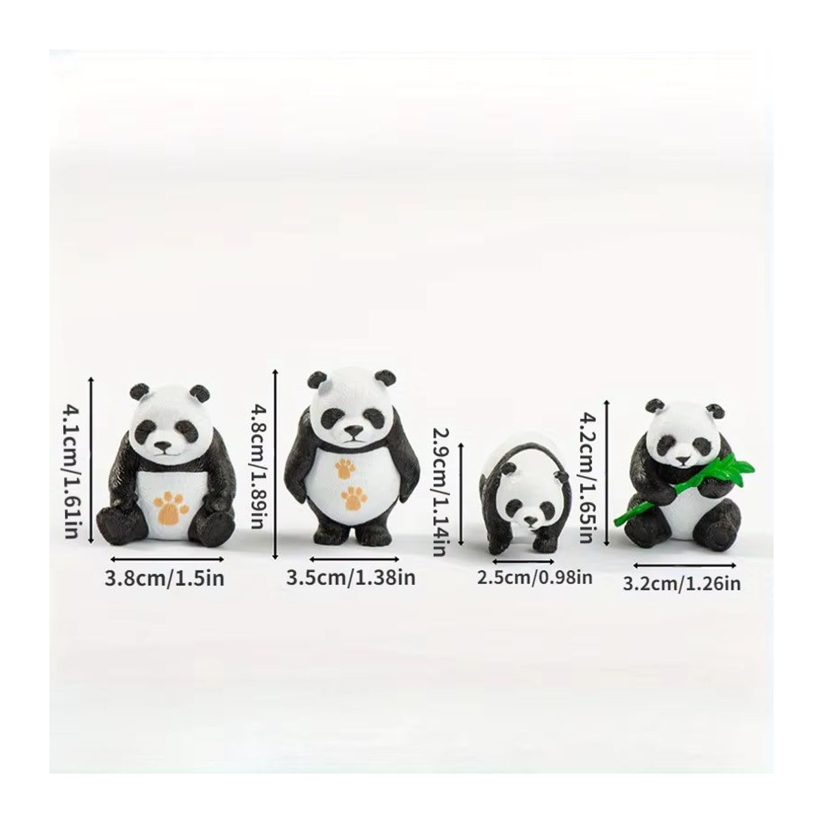 4er Set Panda Figuren aus Kunstharz als Kawaii Miniatur Dekoration für dein Zuhause oder den Garten in Weiß - Bild 3