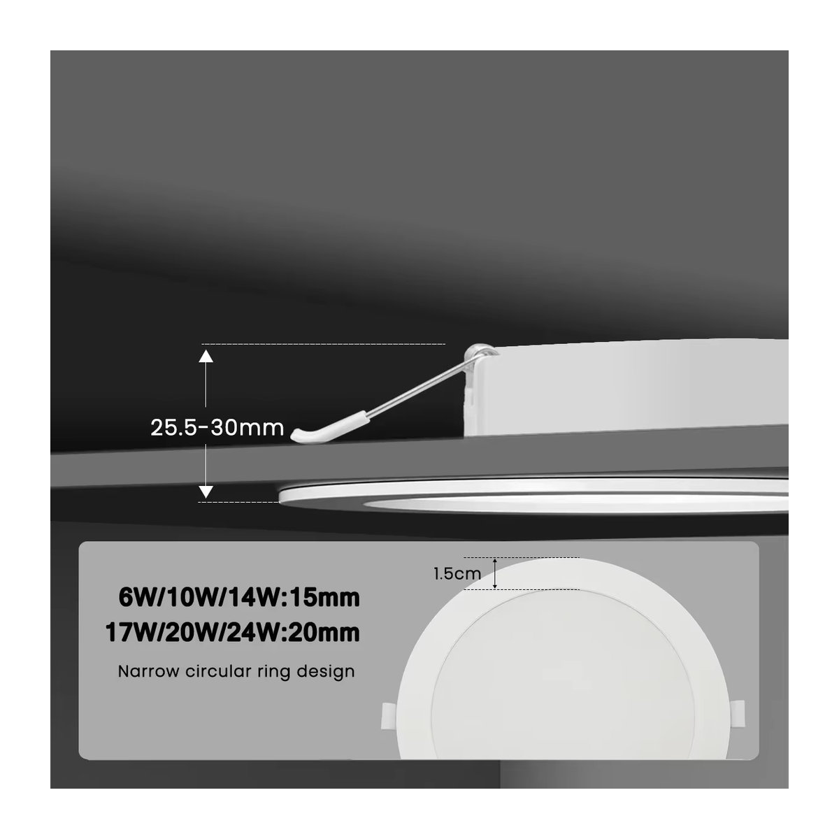 4er Set Runde LED Einbaustrahler aus Aluminium in Weiß für die Innenbeleuchtung mit 24 W - Bild 5