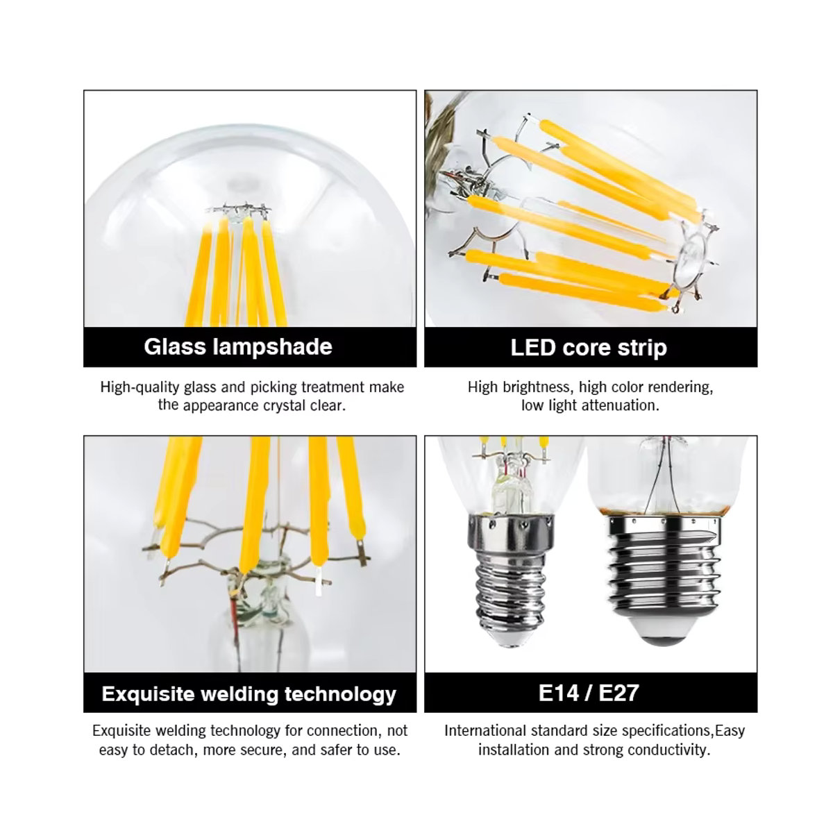 4er Set RXMAX LED Edison Glühbirnen aus Glas im Retro-Design, Warmweiß - Bild 2