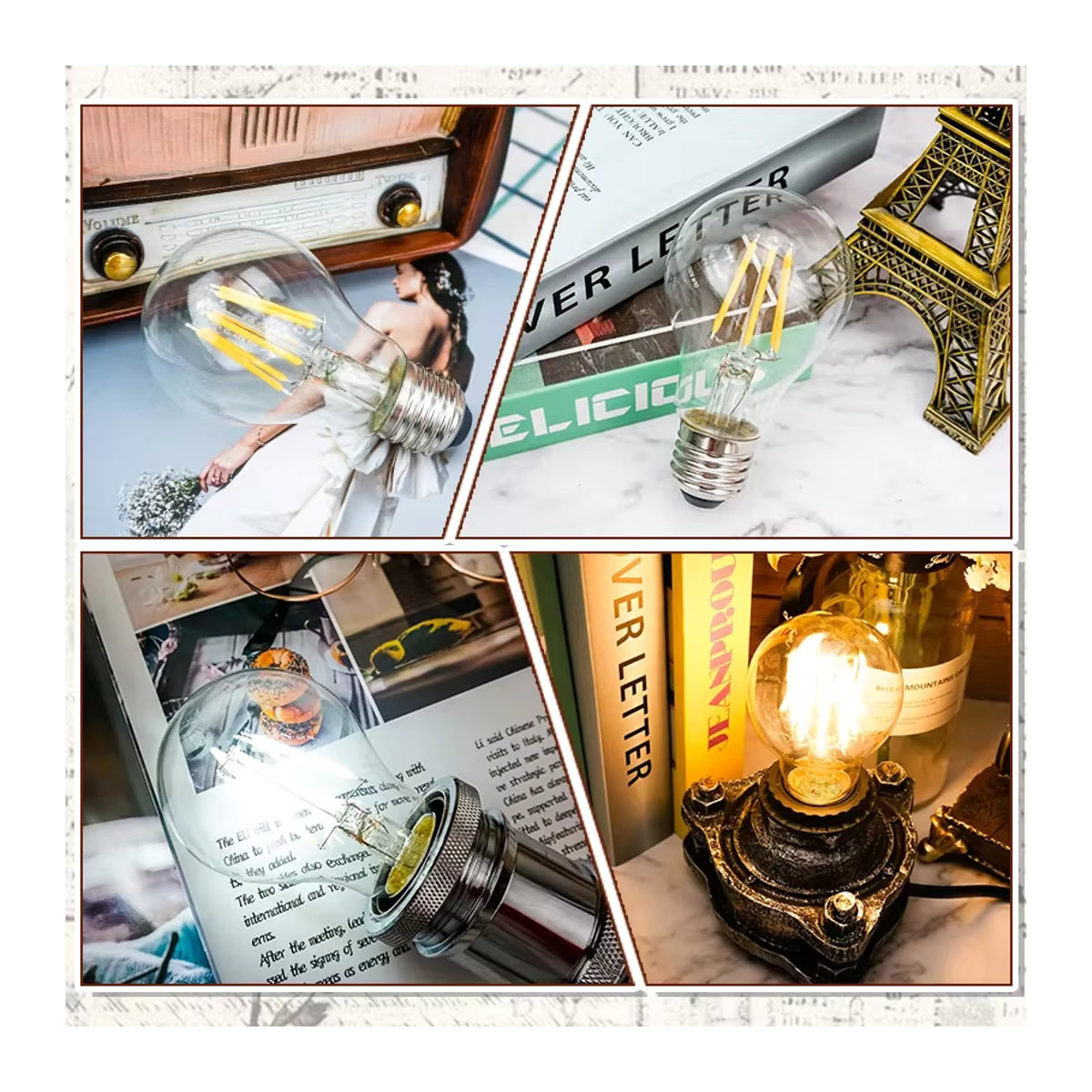 4er Set RXMAX LED Edison Glühbirnen aus Glas im Retro-Design, Warmweiß - Bild 3