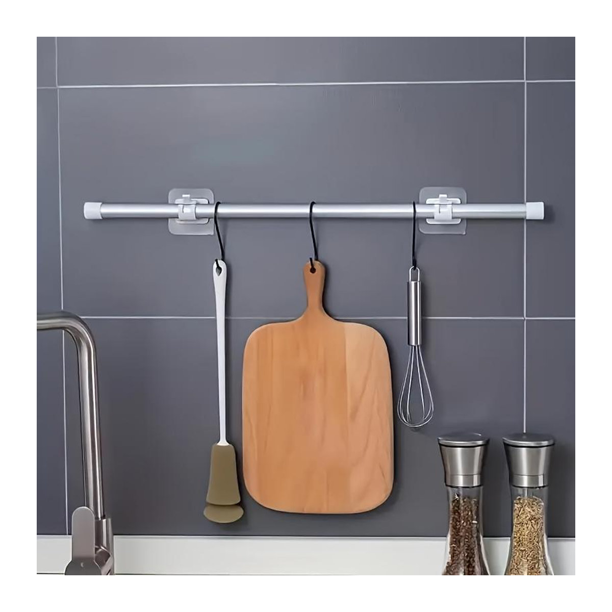4er-Set selbstklebende Gardinenstangenhalter von YC Direct, verstellbare Wandhaken in Weiß - Bild 2