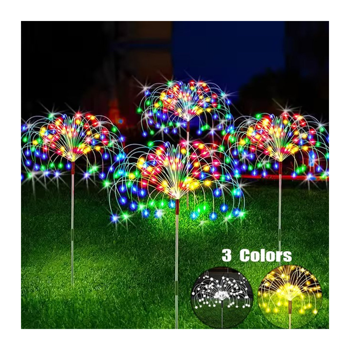 4er-Set Solar Feuerwerk Licht mit 90-200 LED, wasserdicht, 8 Beleuchtungsmodi, 3 Farben, bunt für Garten und Außenbereich - Bild 1
