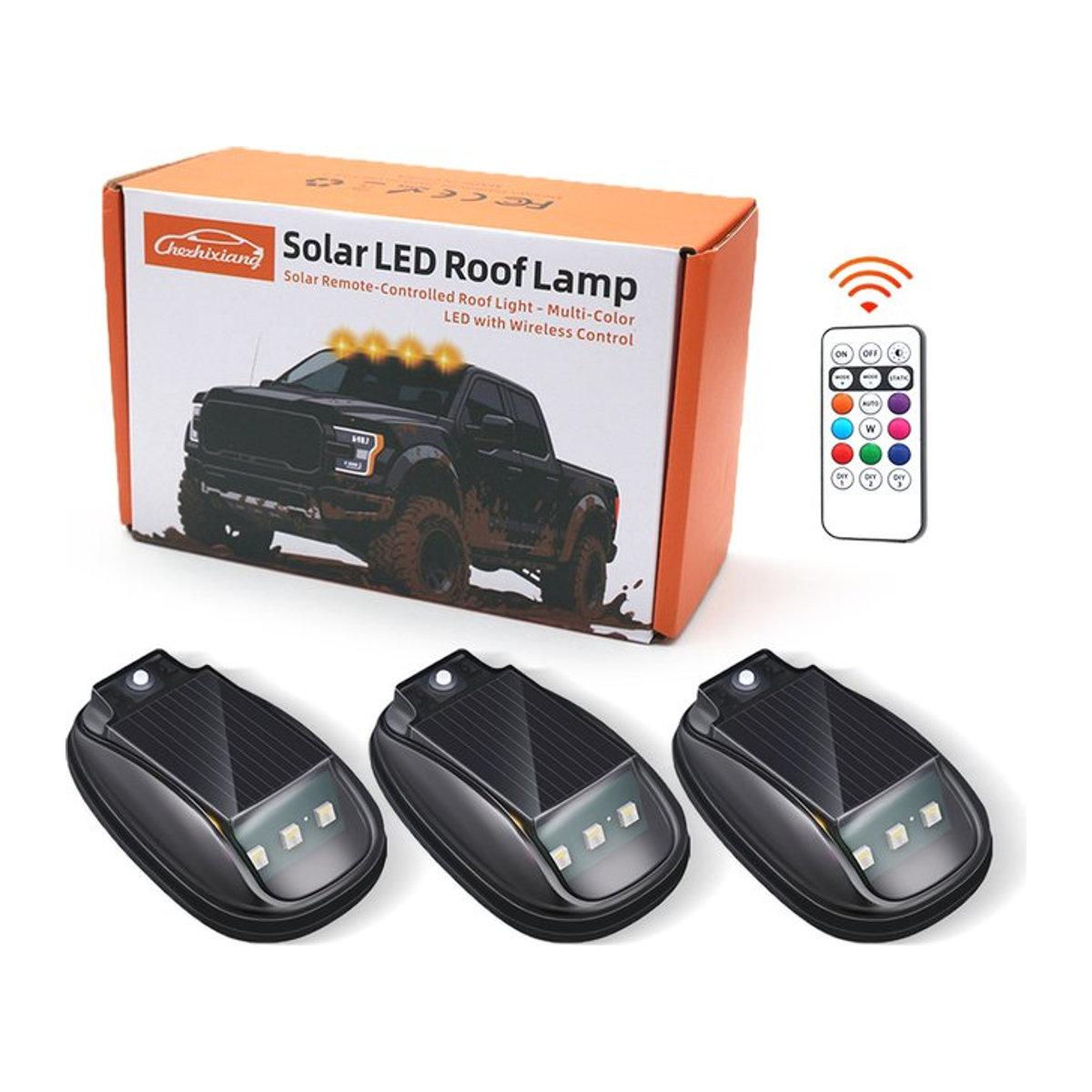 4er Set Solarbetriebene Kabellose LKW Kabinenleuchten mit Automatik-Sensor von MODERN CAR zur Montage ohne Bohren - Bild 1