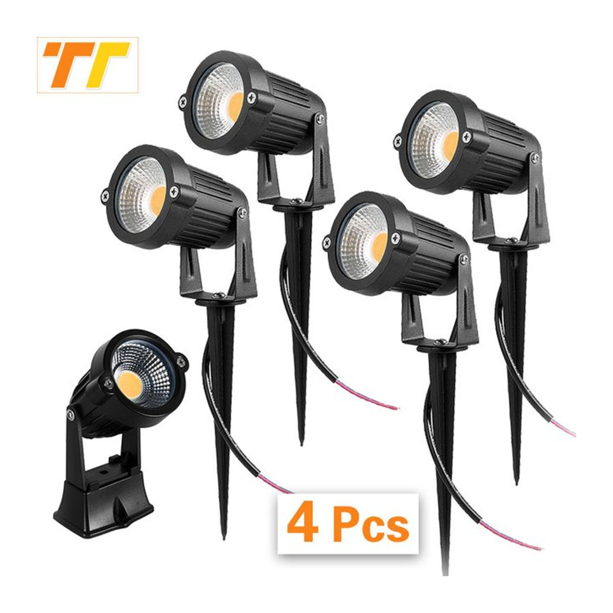 4er Set teetealy LED Wegeleuchten für den Garten in Schwarz und Gelb, minimalistische Outdoor Gartenstrahler zur Terrassendekoration - Bild 1