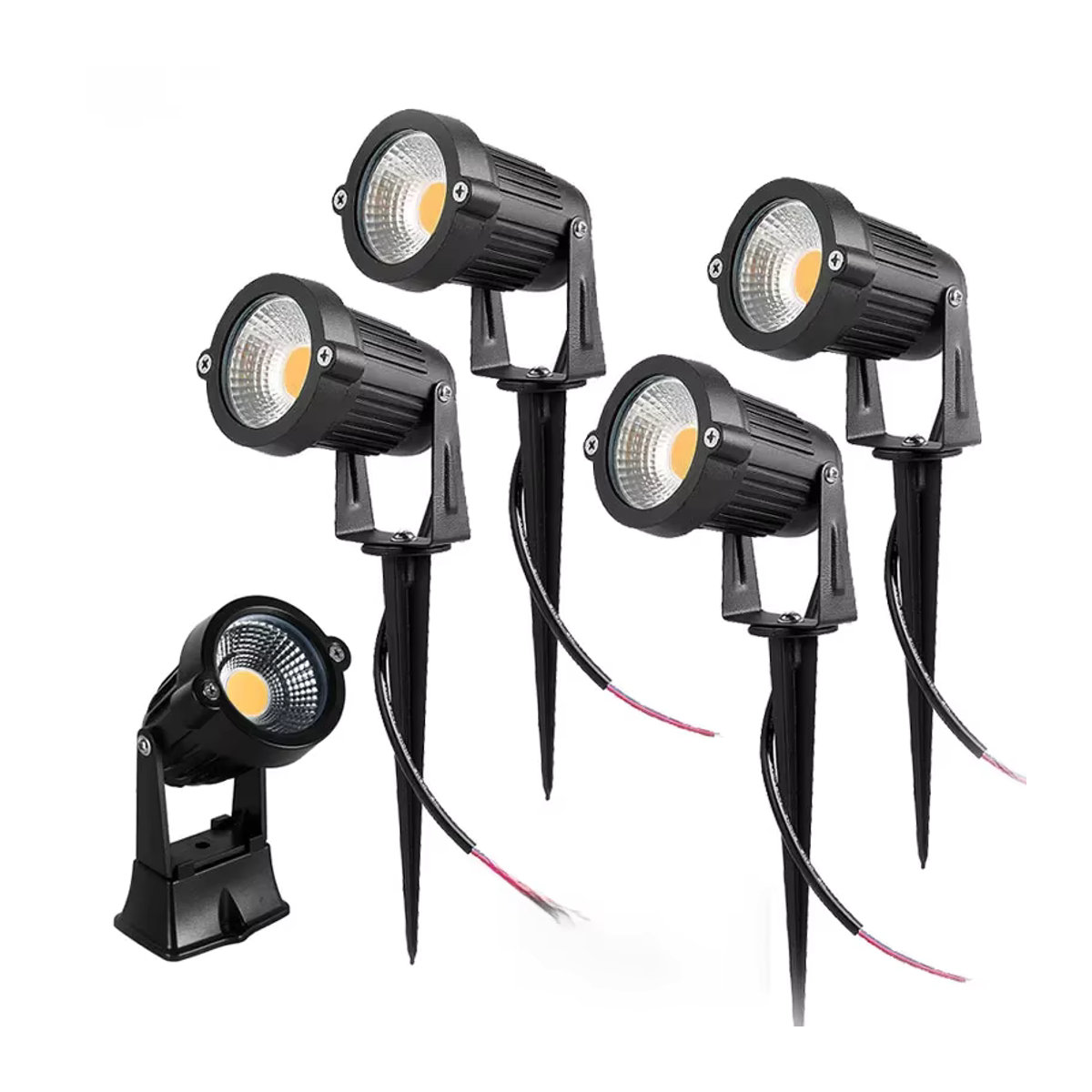 4er Set teetealy LED Wegeleuchten für den Garten in Schwarz und Gelb, minimalistische Outdoor Gartenstrahler zur Terrassendekoration - Bild 2