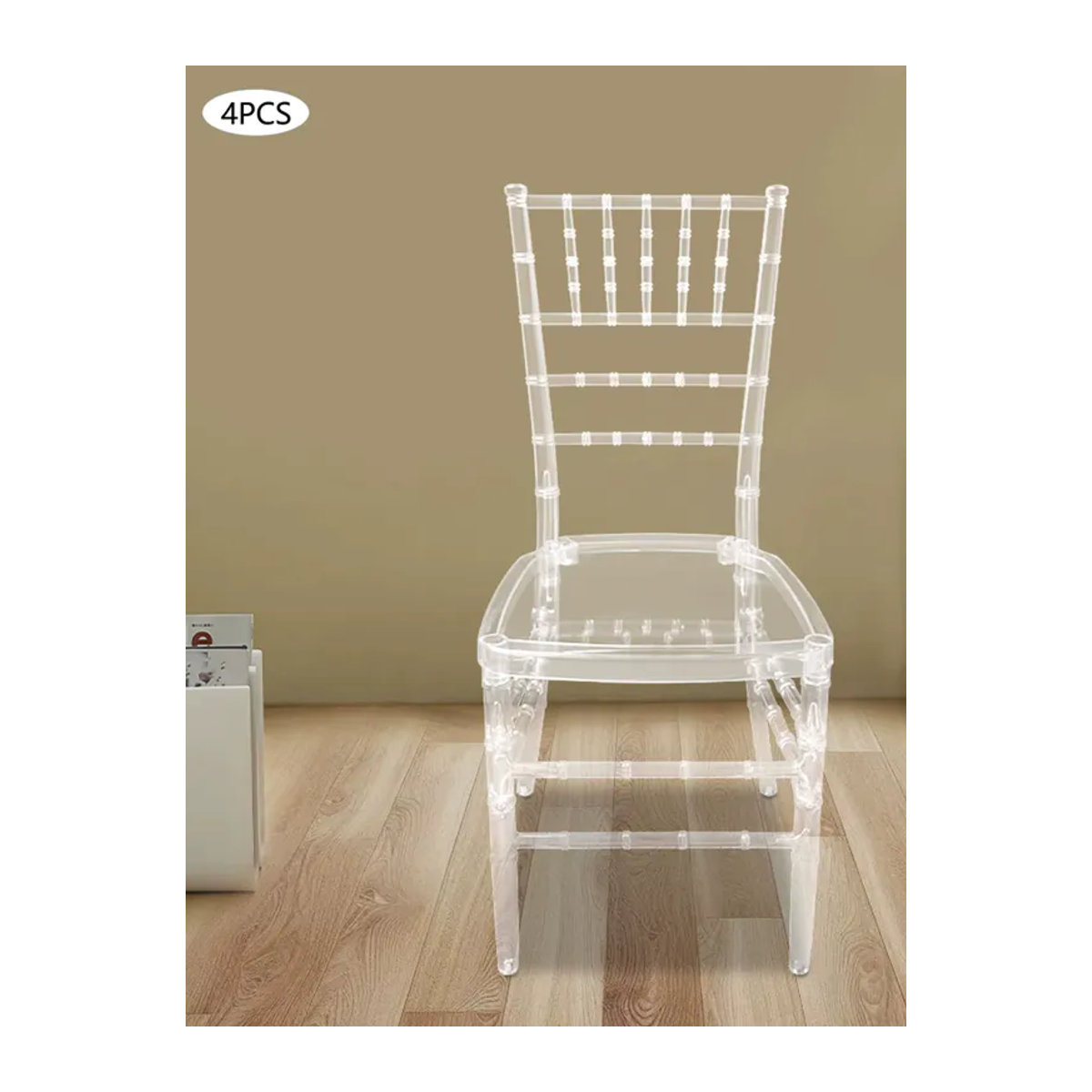 4er-Set transparente Stapelstühle aus Polycarbonat für Esszimmer und Events, modern und belastbar bis 200 kg - Bild 5