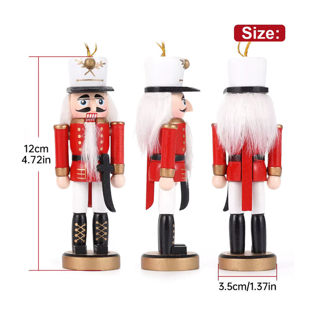 4er-Set Weihnachts-Nussknacker aus Holz als mehrfarbige Figuren für als Hängeornament oder Desktop-Dekoration - Bild 4