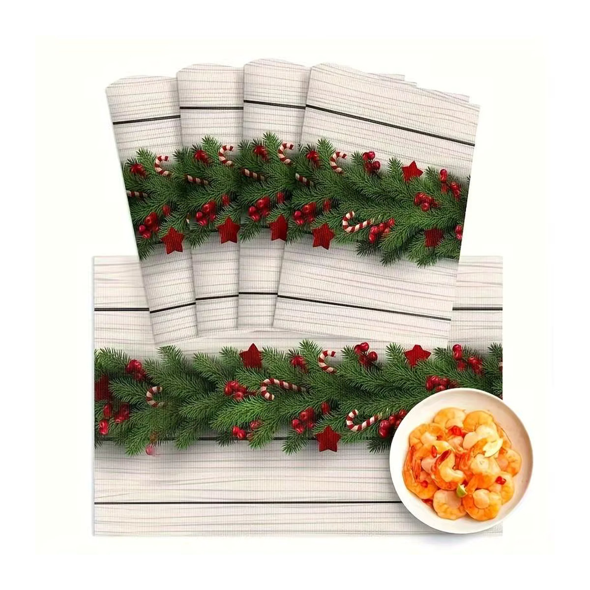 4er-Set Weihnachts Tischsets aus Leinen in Weiß für deine festliche Tischdekoration - Bild 5