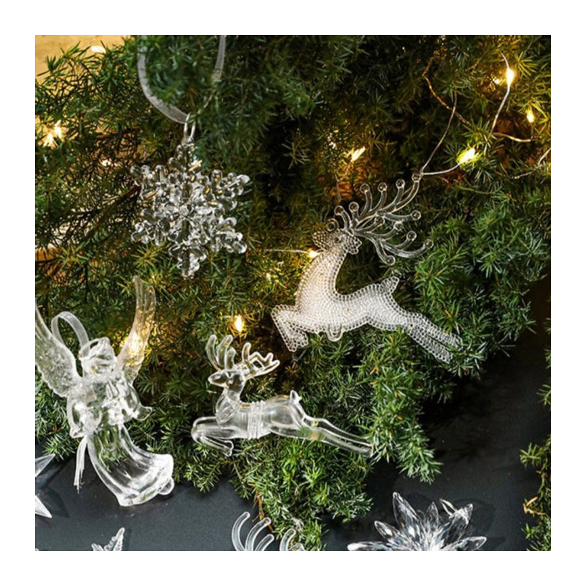 4er-Set Weihnachtsbaum-Rentier-Hängeornamente aus transparentem Kunststoff für deine Weihnachtsdekoration - Bild 1
