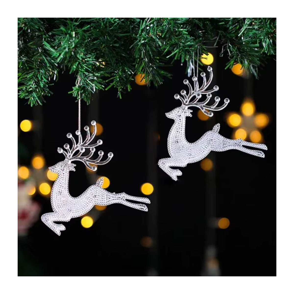 4er-Set Weihnachtsbaum-Rentier-Hängeornamente aus transparentem Kunststoff für deine Weihnachtsdekoration - Bild 2