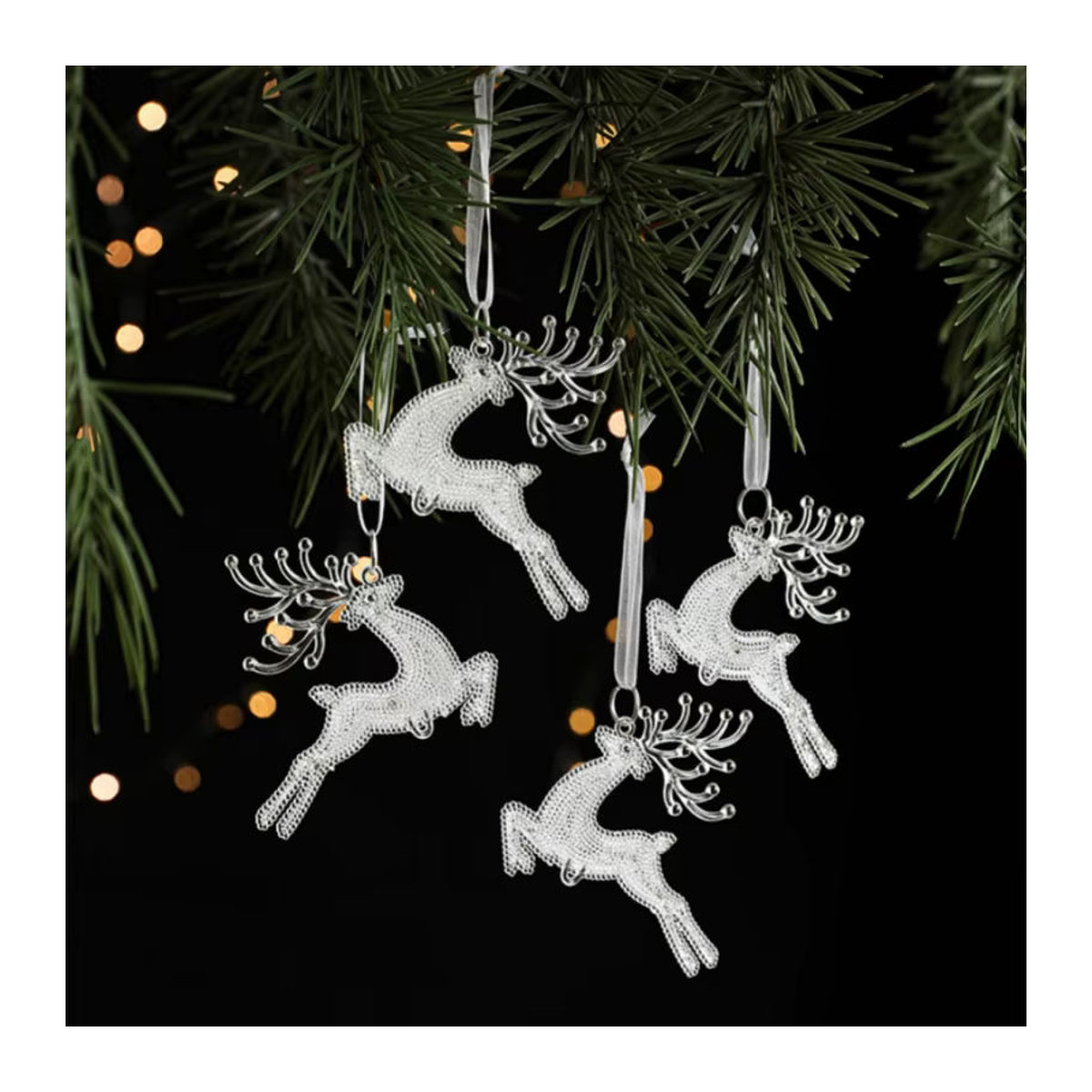 4er-Set Weihnachtsbaum-Rentier-Hängeornamente aus transparentem Kunststoff für deine Weihnachtsdekoration - Bild 3