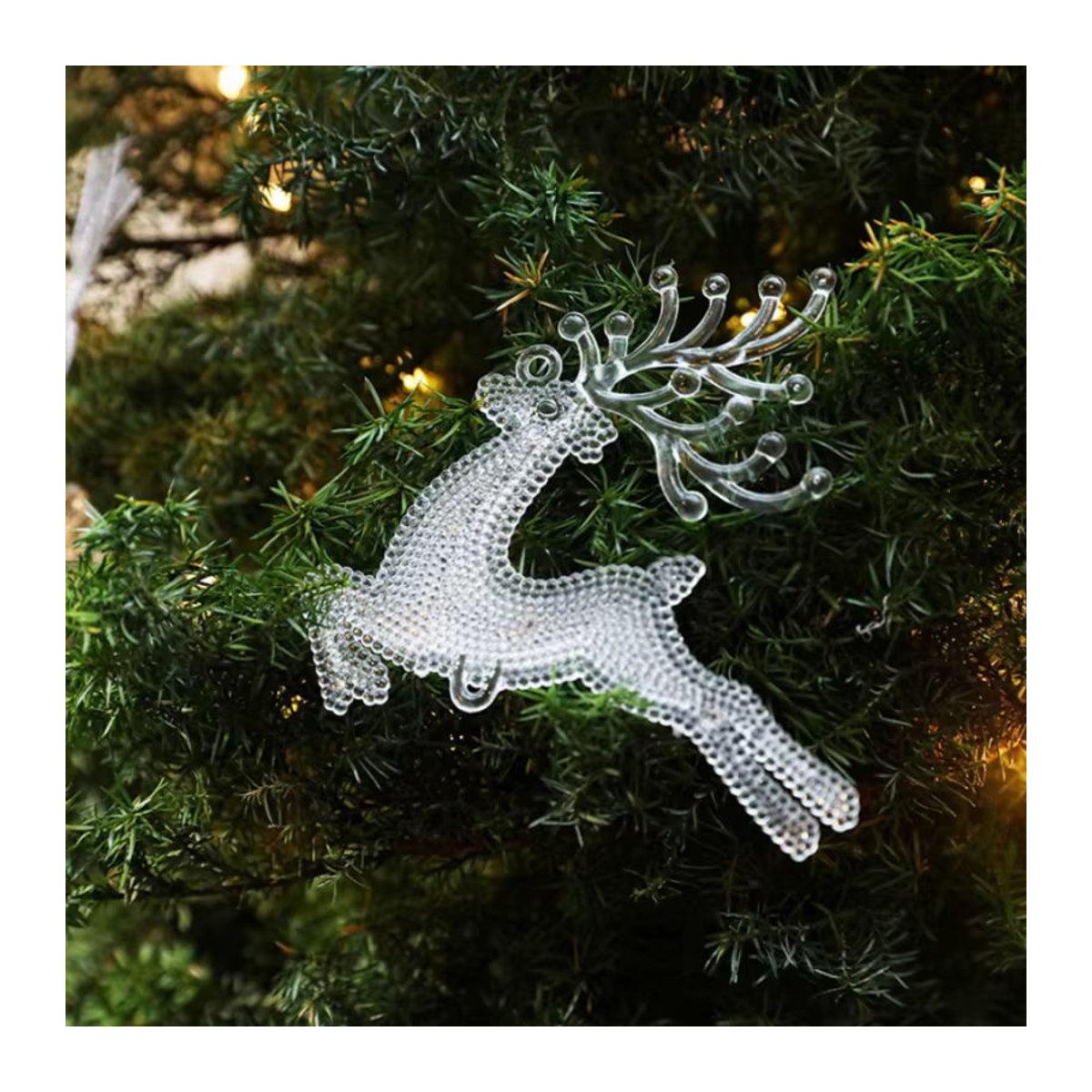 4er-Set Weihnachtsbaum-Rentier-Hängeornamente aus transparentem Kunststoff für deine Weihnachtsdekoration - Bild 5