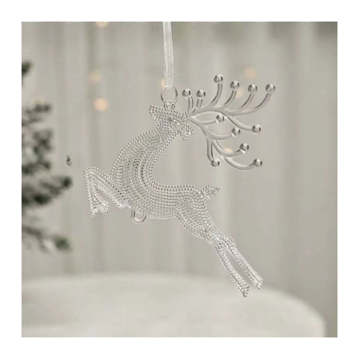 4er-Set Weihnachtsbaum-Rentier-Hängeornamente aus transparentem Kunststoff für deine Weihnachtsdekoration - Bild 6