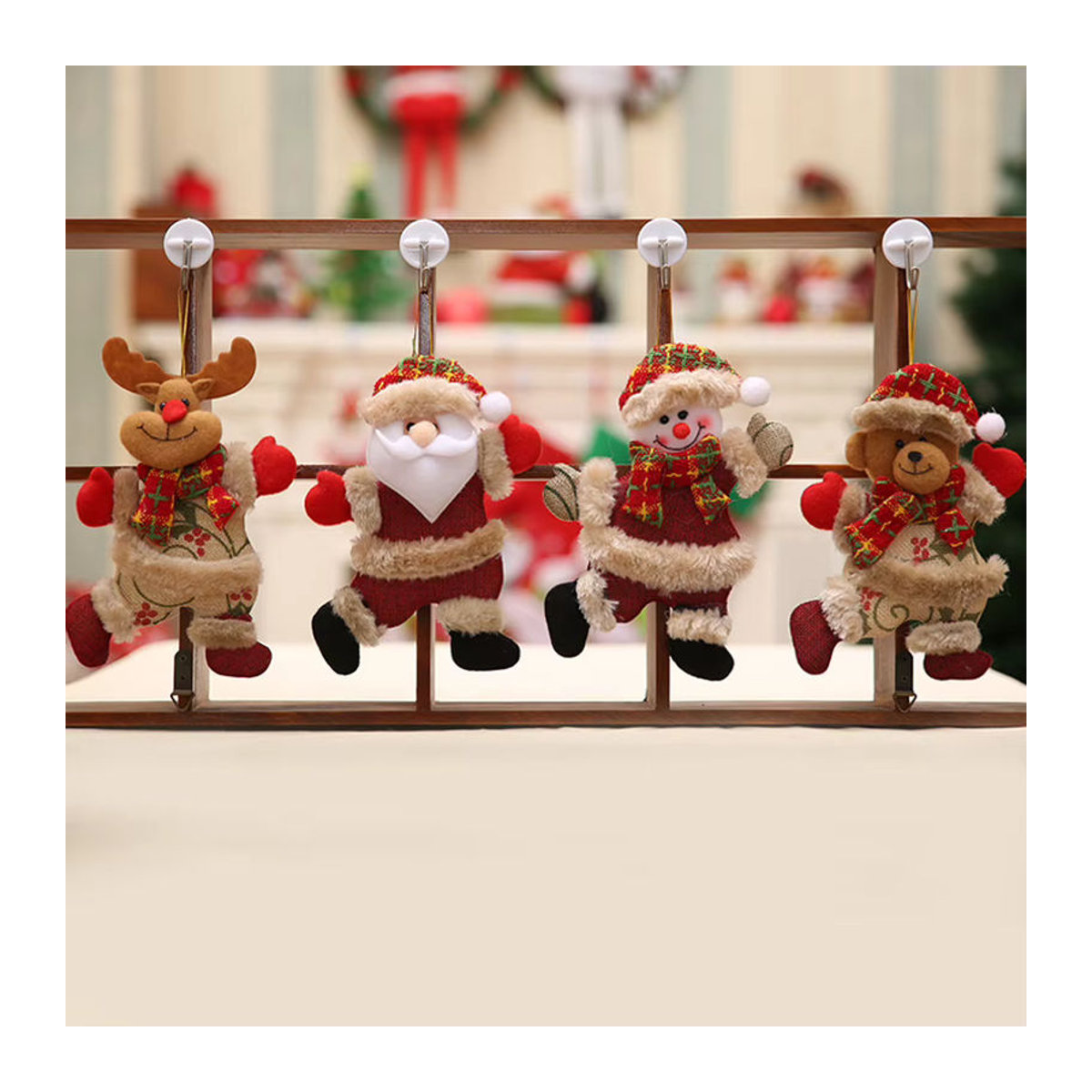 4er-Set Weihnachtsbaumschmuck aus Stoff mit Weihnachtsmann, Schneemann und Rentier in Mehrfarbig als hängende Dekoration für Kinder - Bild 2