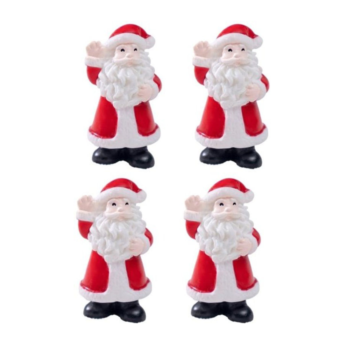4er Set Weihnachtsmann Dekorationen aus Kunstharz in Rot für deinen Weihnachtsbaum - Bild 1