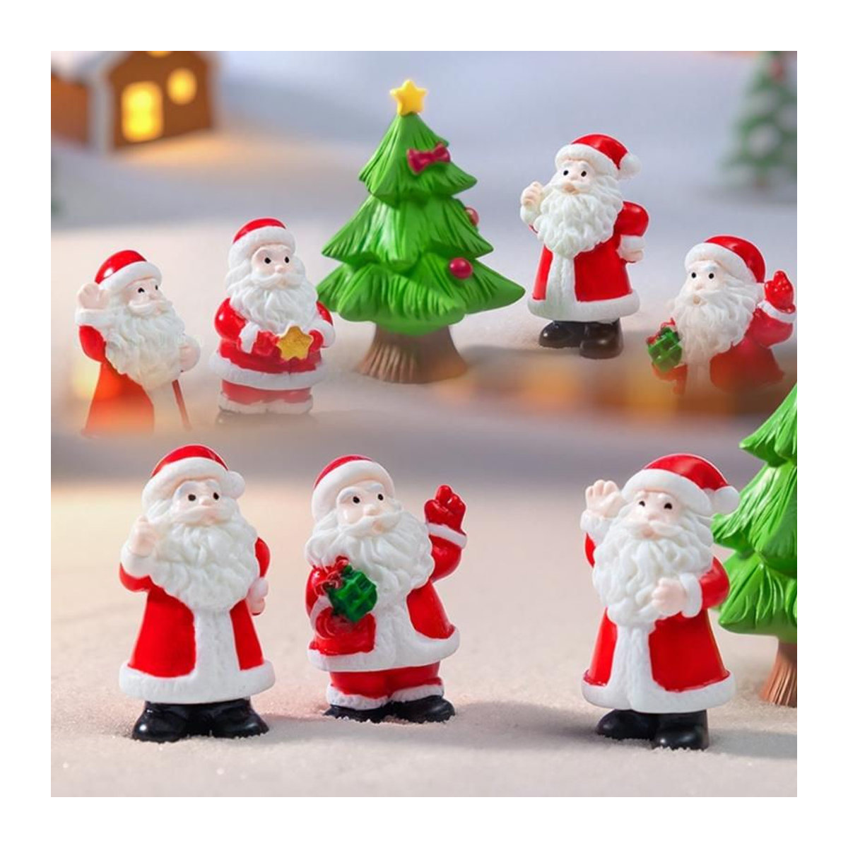 4er Set Weihnachtsmann Dekorationen aus Kunstharz in Rot für deinen Weihnachtsbaum - Bild 2