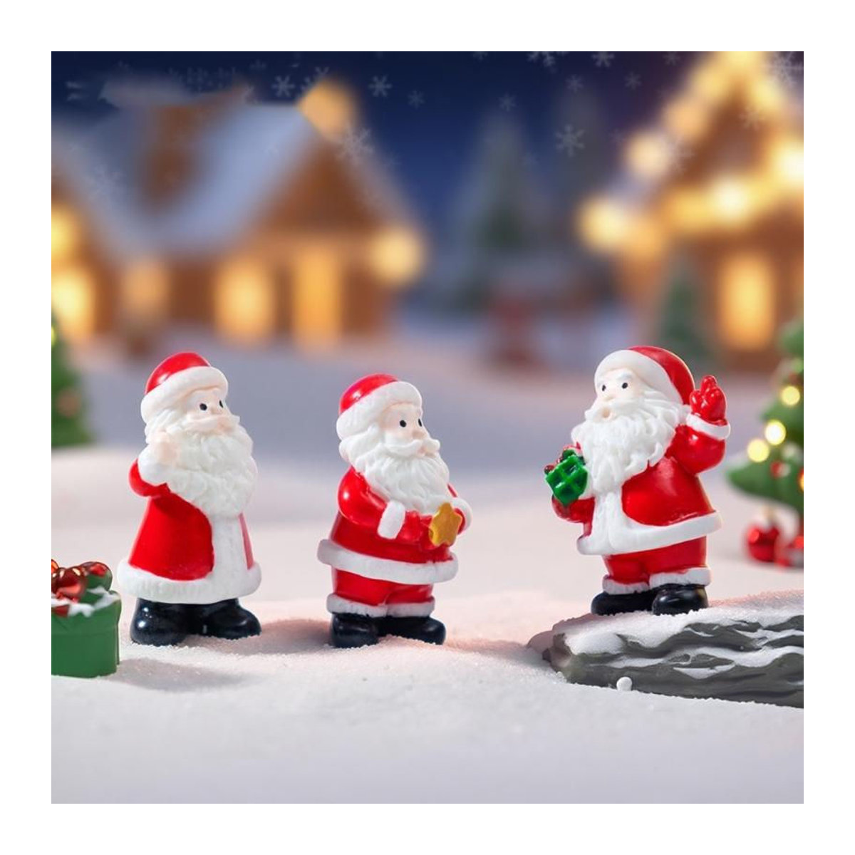 4er Set Weihnachtsmann Dekorationen aus Kunstharz in Rot für deinen Weihnachtsbaum - Bild 3