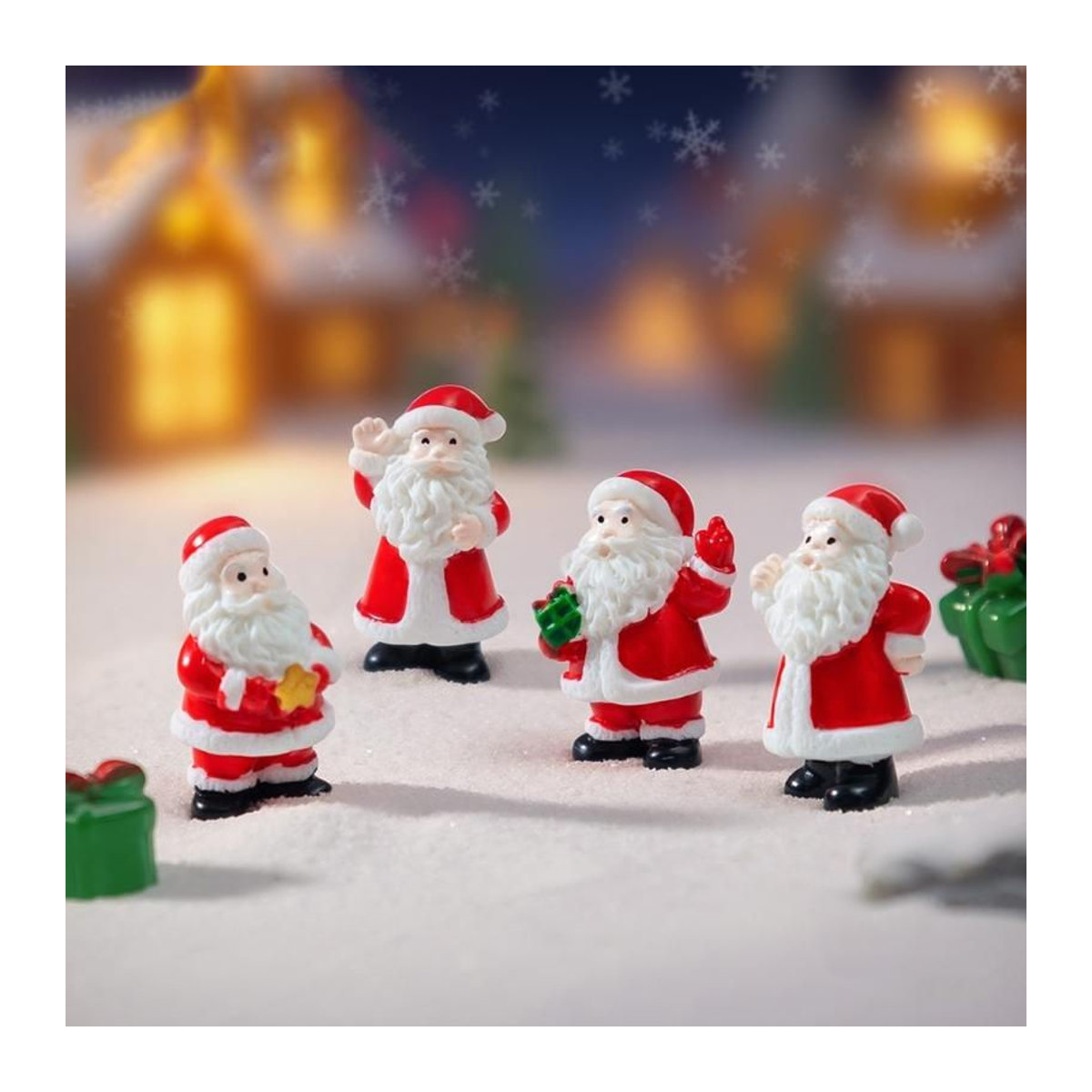 4er Set Weihnachtsmann Dekorationen aus Kunstharz in Rot für deinen Weihnachtsbaum - Bild 4