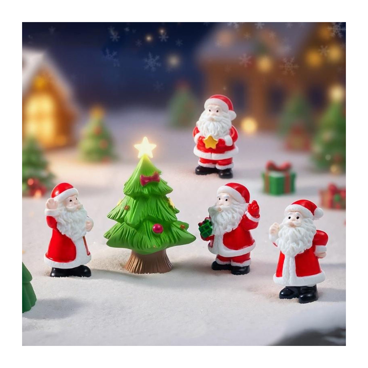 4er Set Weihnachtsmann Dekorationen aus Kunstharz in Rot für deinen Weihnachtsbaum - Bild 6